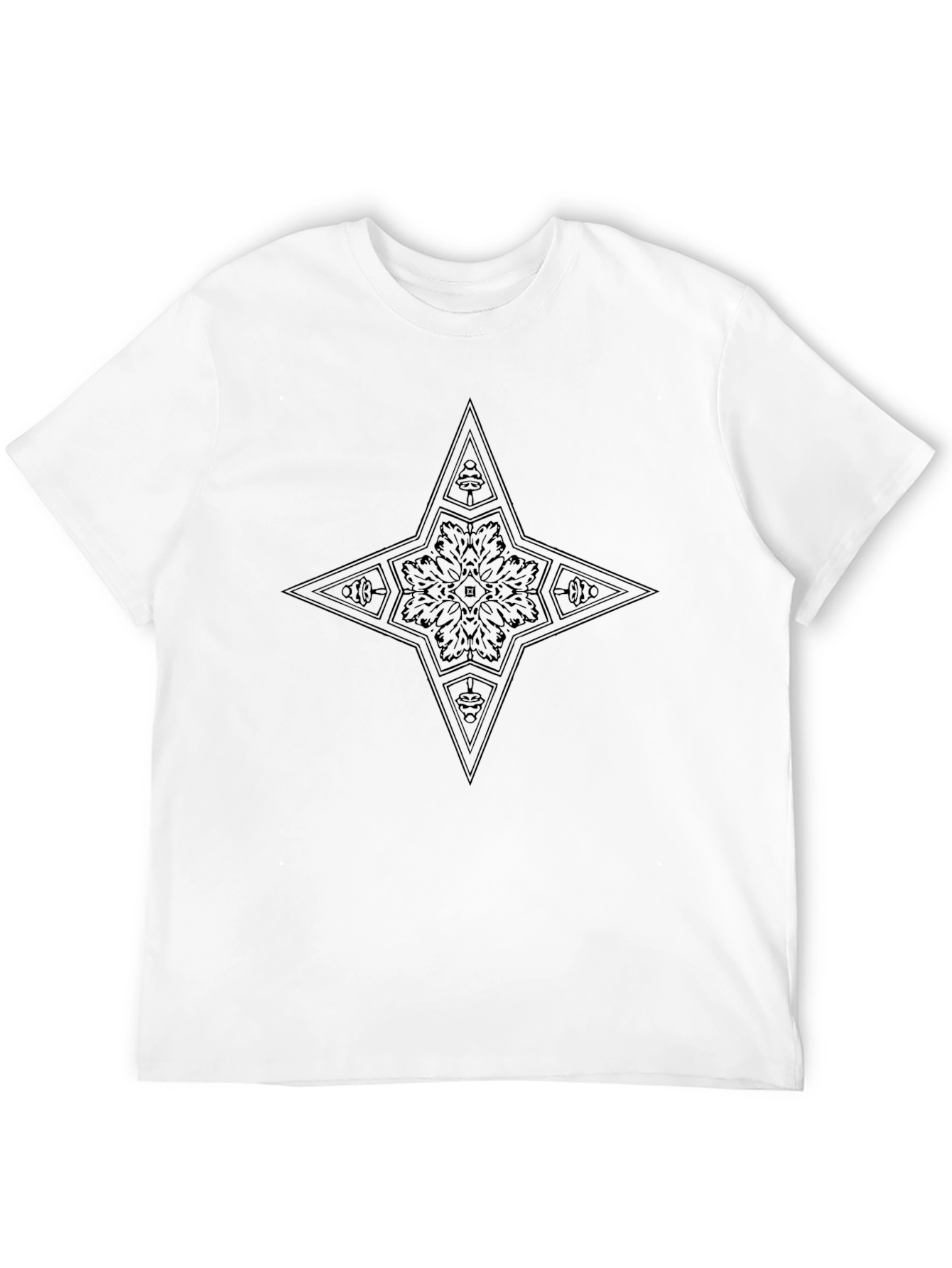 Geometric Star Graphic Tee - Black Cotton Blend