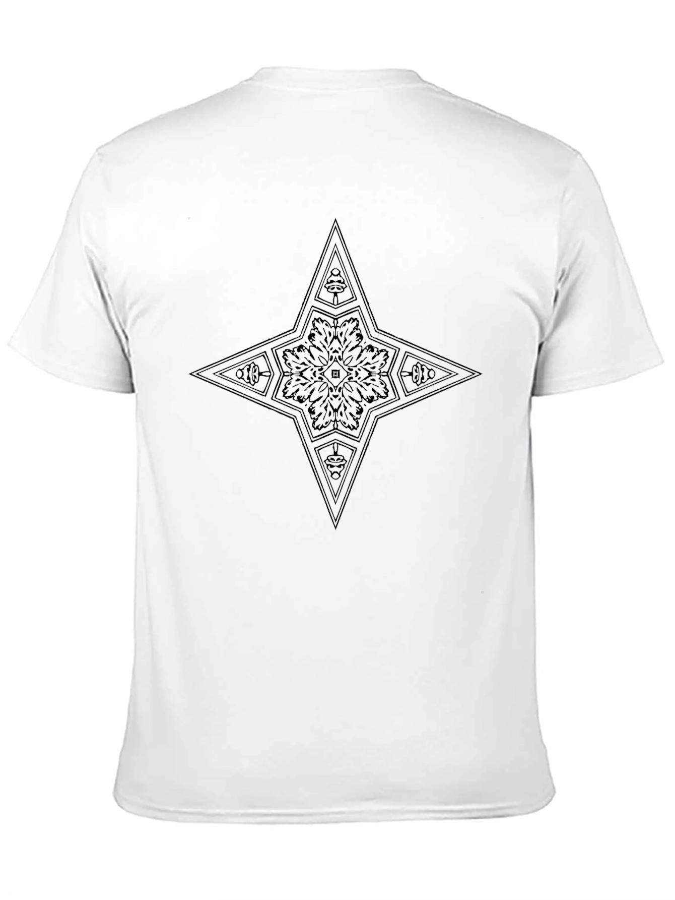 Geometric Star Graphic Tee - Black Cotton Blend