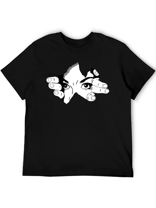 Eyes Watching Graphic Tee - Black Cotton Shirt