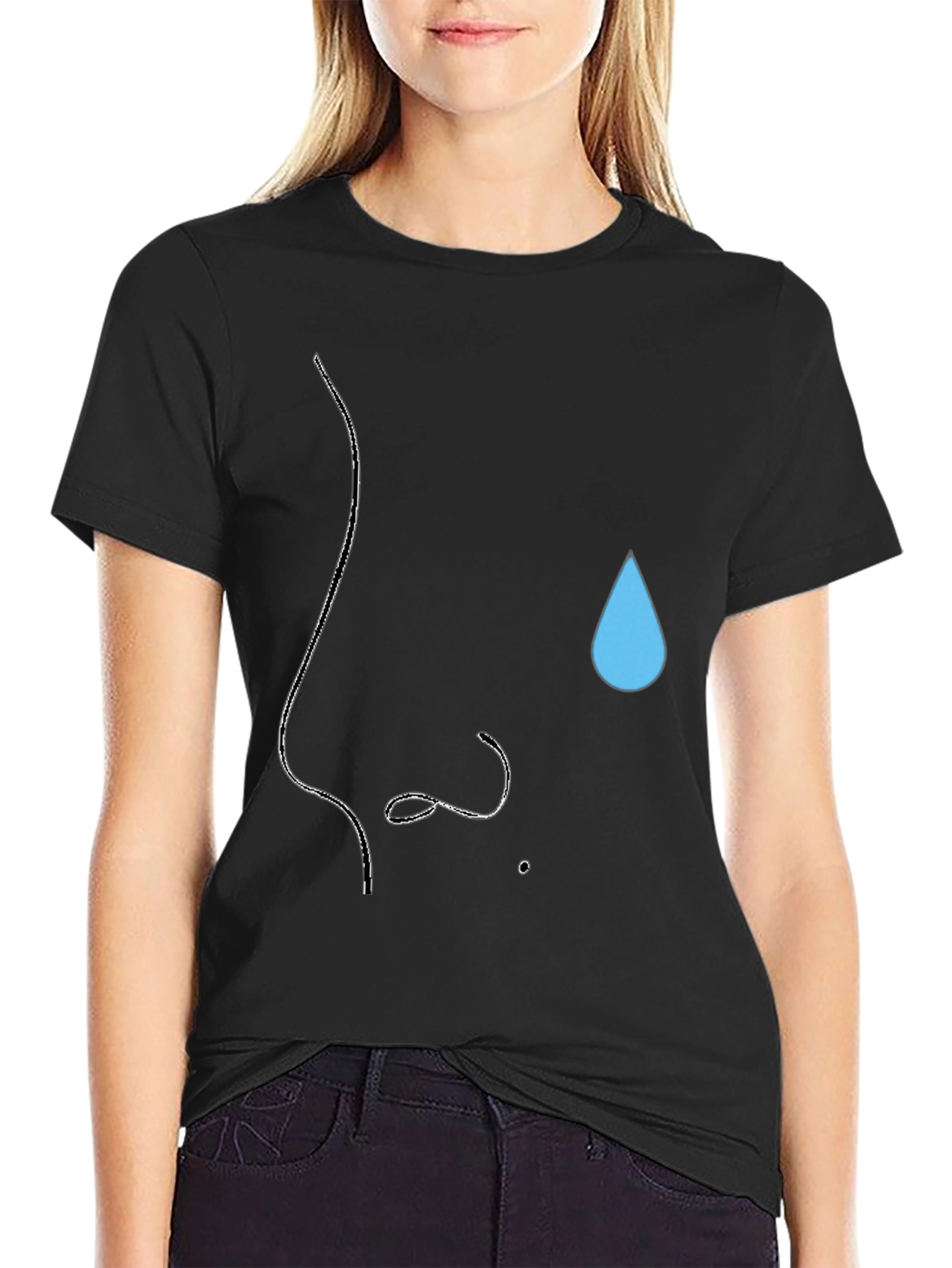 Minimalist Nose & Teardrop Black T-Shirt
