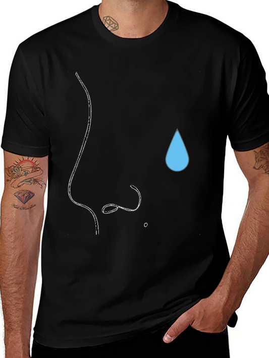 Minimalist Nose & Teardrop Black T-Shirt