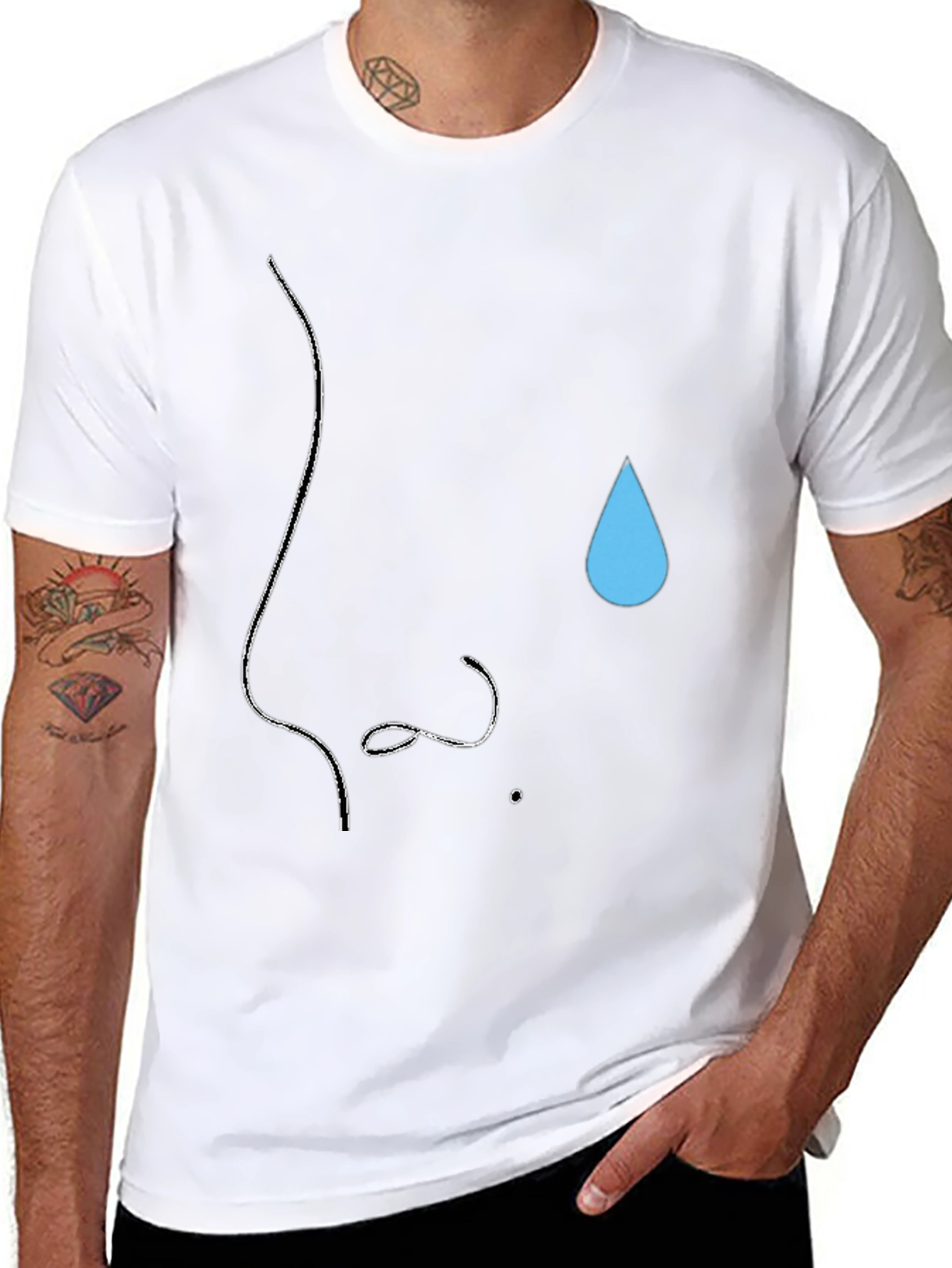 Minimalist Nose & Teardrop Black T-Shirt