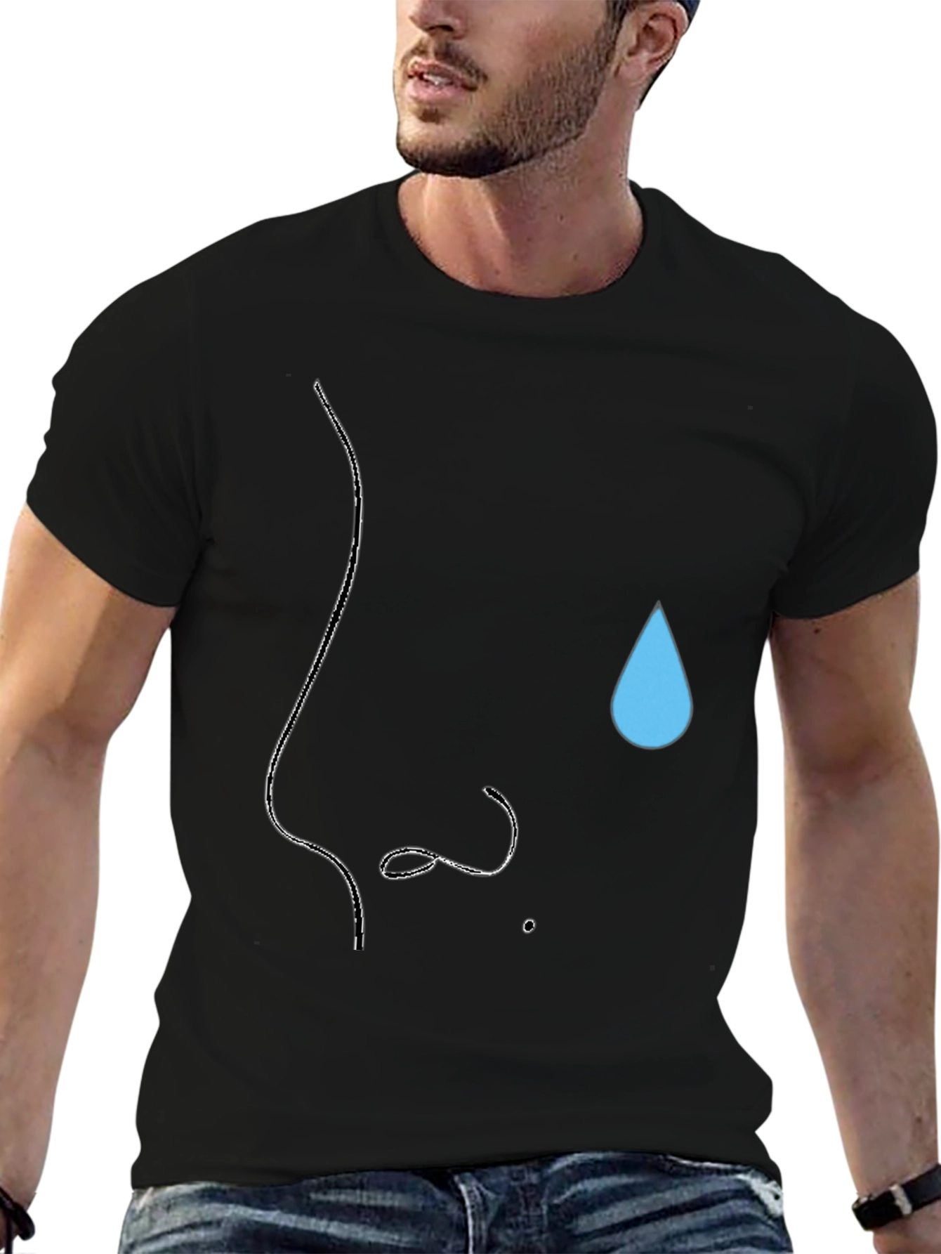 Minimalist Nose & Teardrop Black T-Shirt