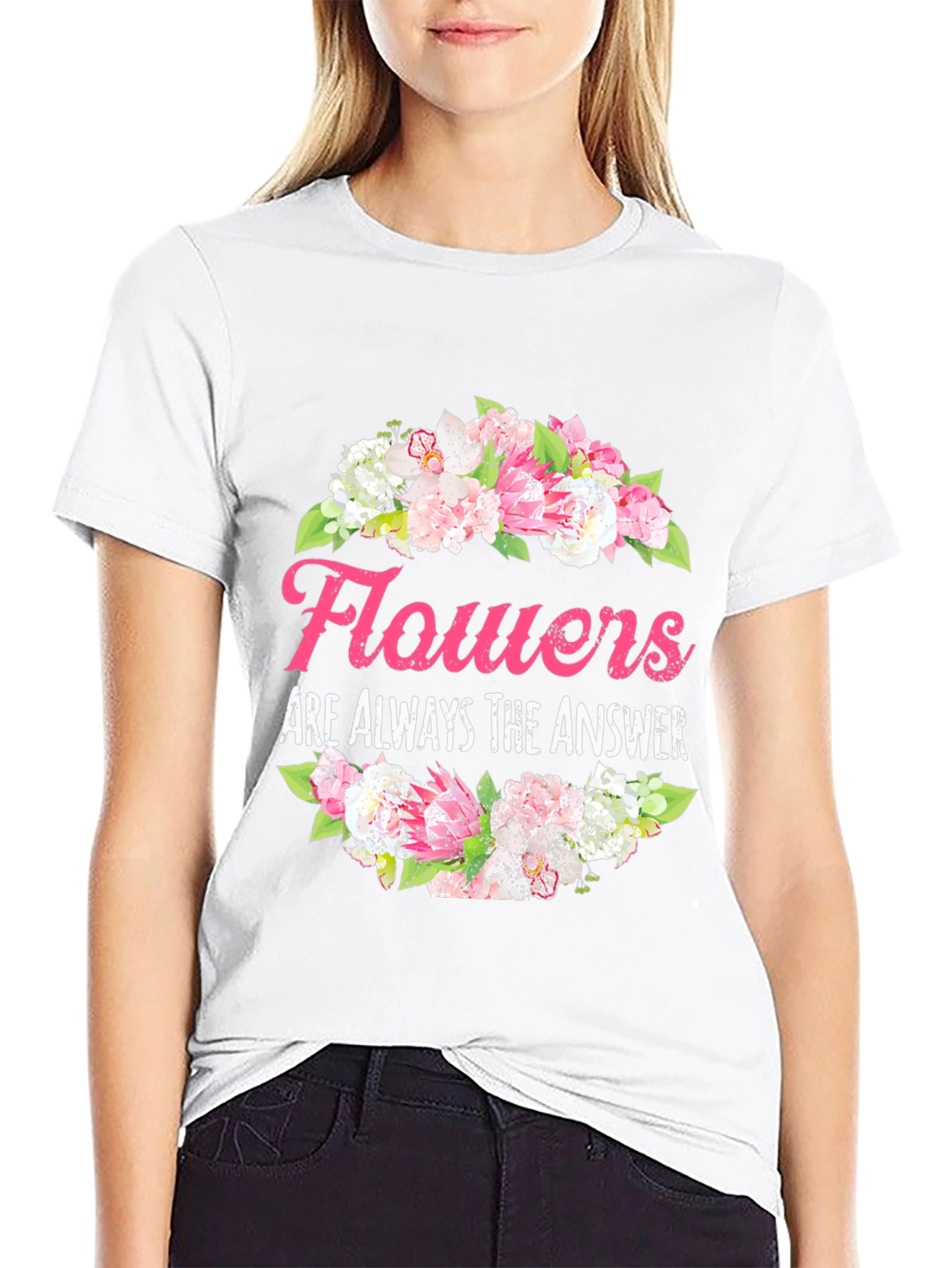Floral Answer T-Shirt - Stylish Graphic Tee