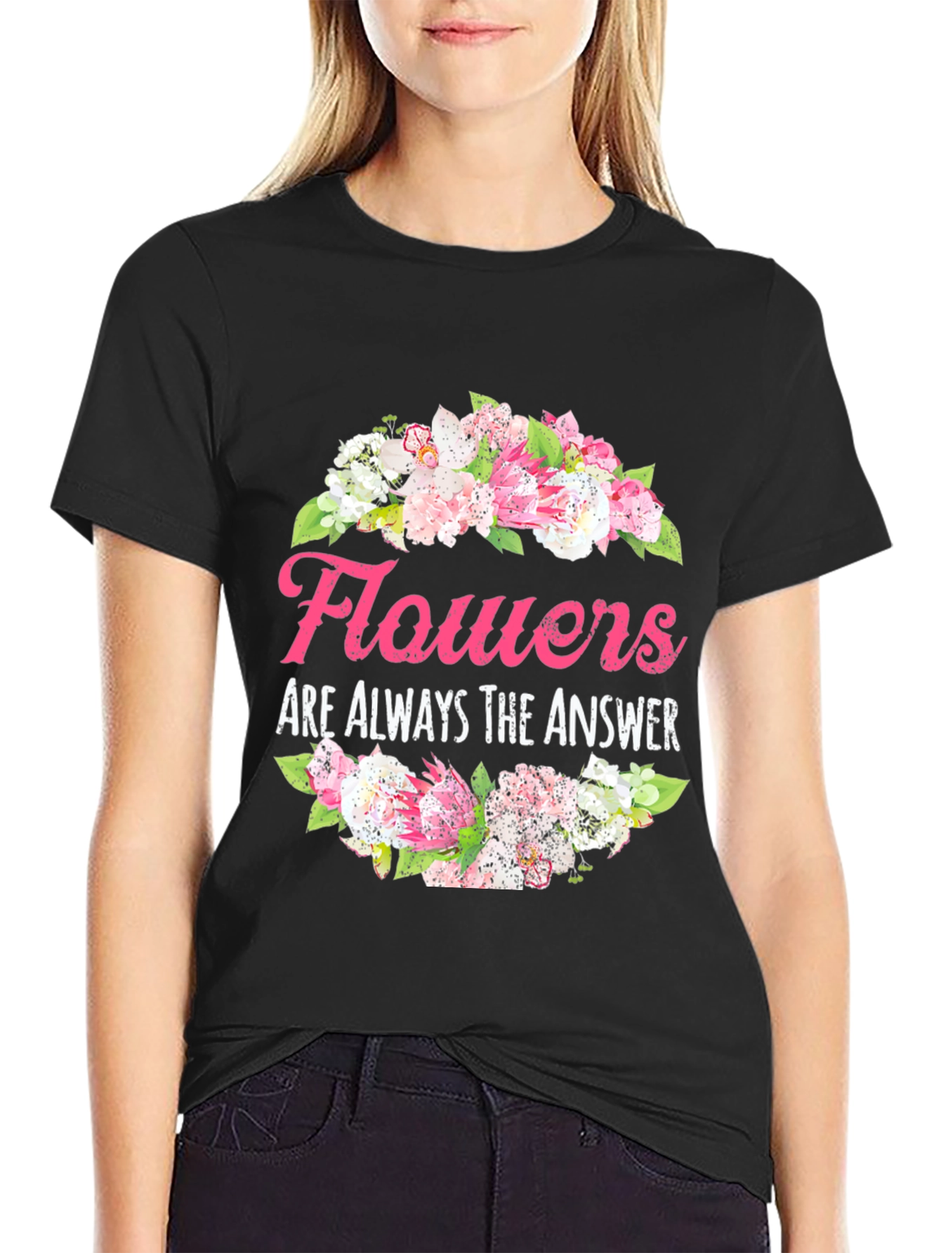 Floral Answer T-Shirt - Stylish Graphic Tee