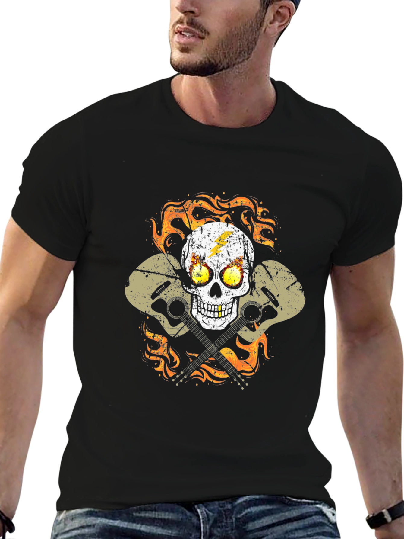 Skull & Guitars Graphic Tee - Rocker Style