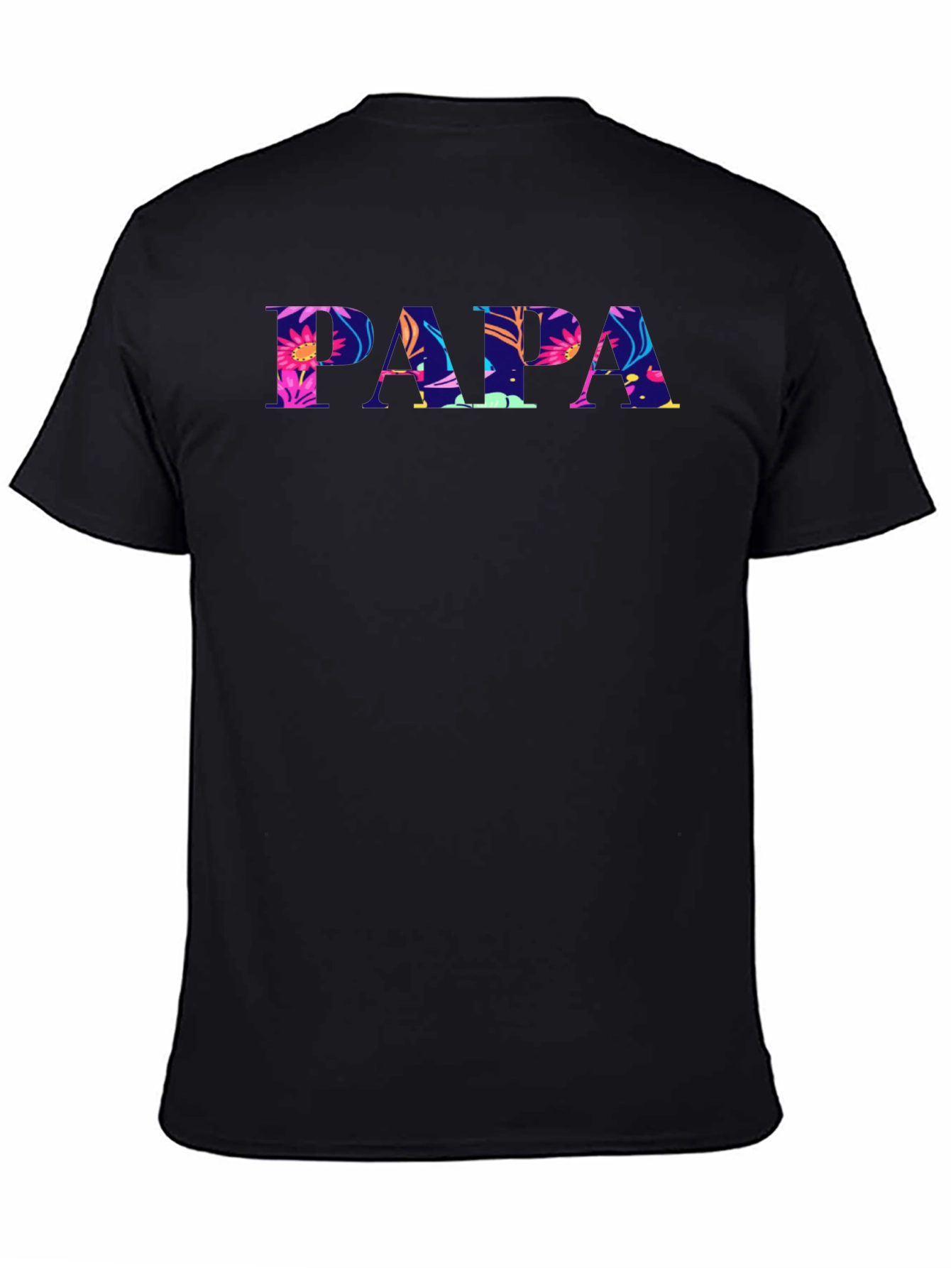 Papa Floral Print Black T-Shirt
