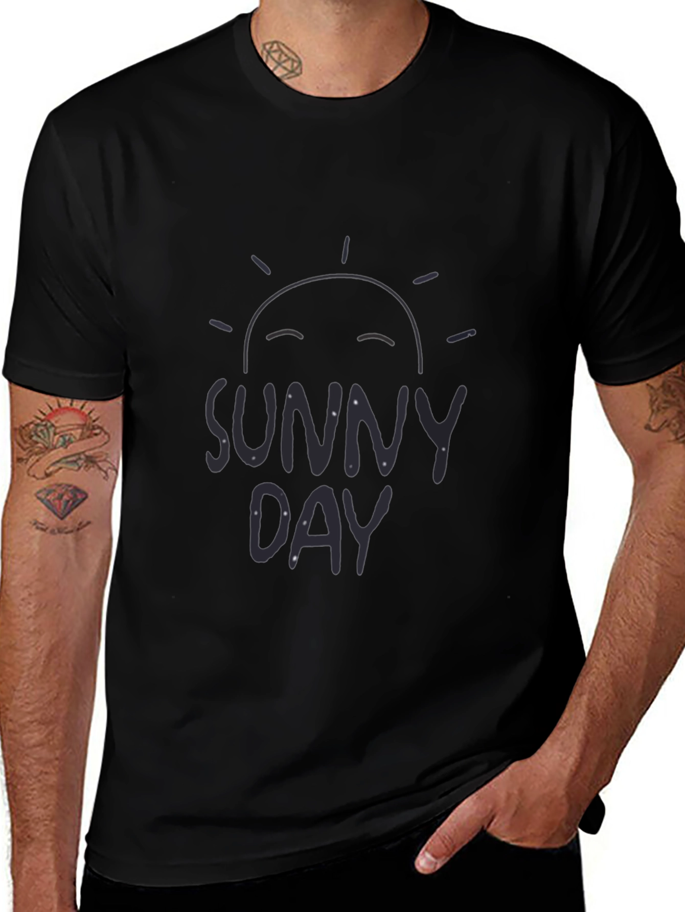 Sunny Day Graphic Tee - Black Cotton Comfort