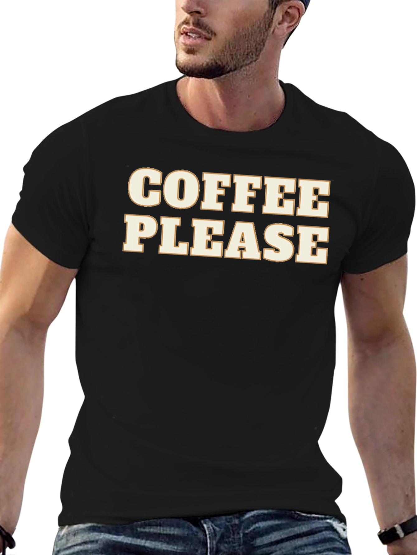 Coffee Please Graphic Tee - Soft Black Cotton T-Shirt