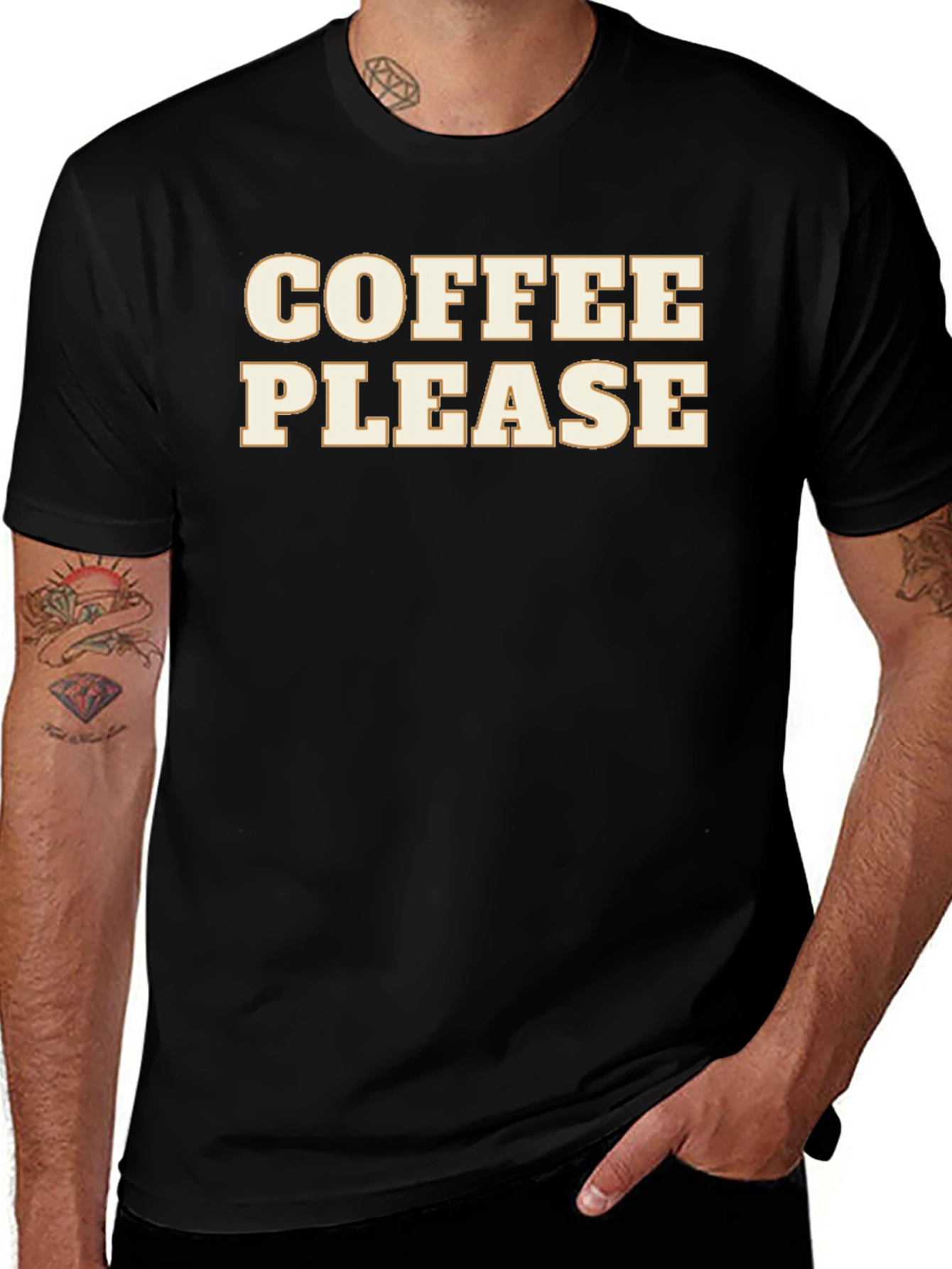 Coffee Please Graphic Tee - Soft Black Cotton T-Shirt