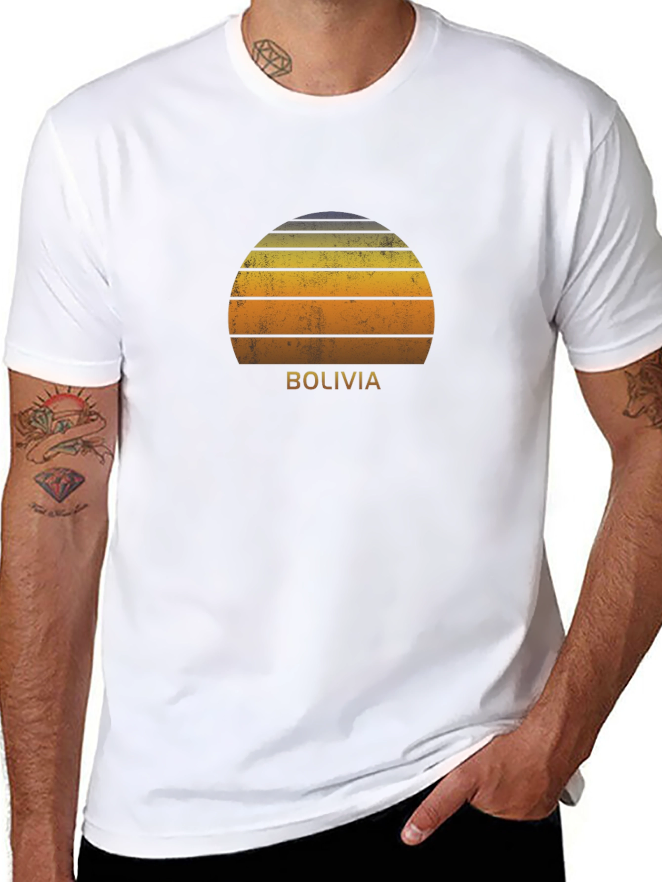 Retro Bolivia Sunset Graphic Tee - Soft Cotton Blend