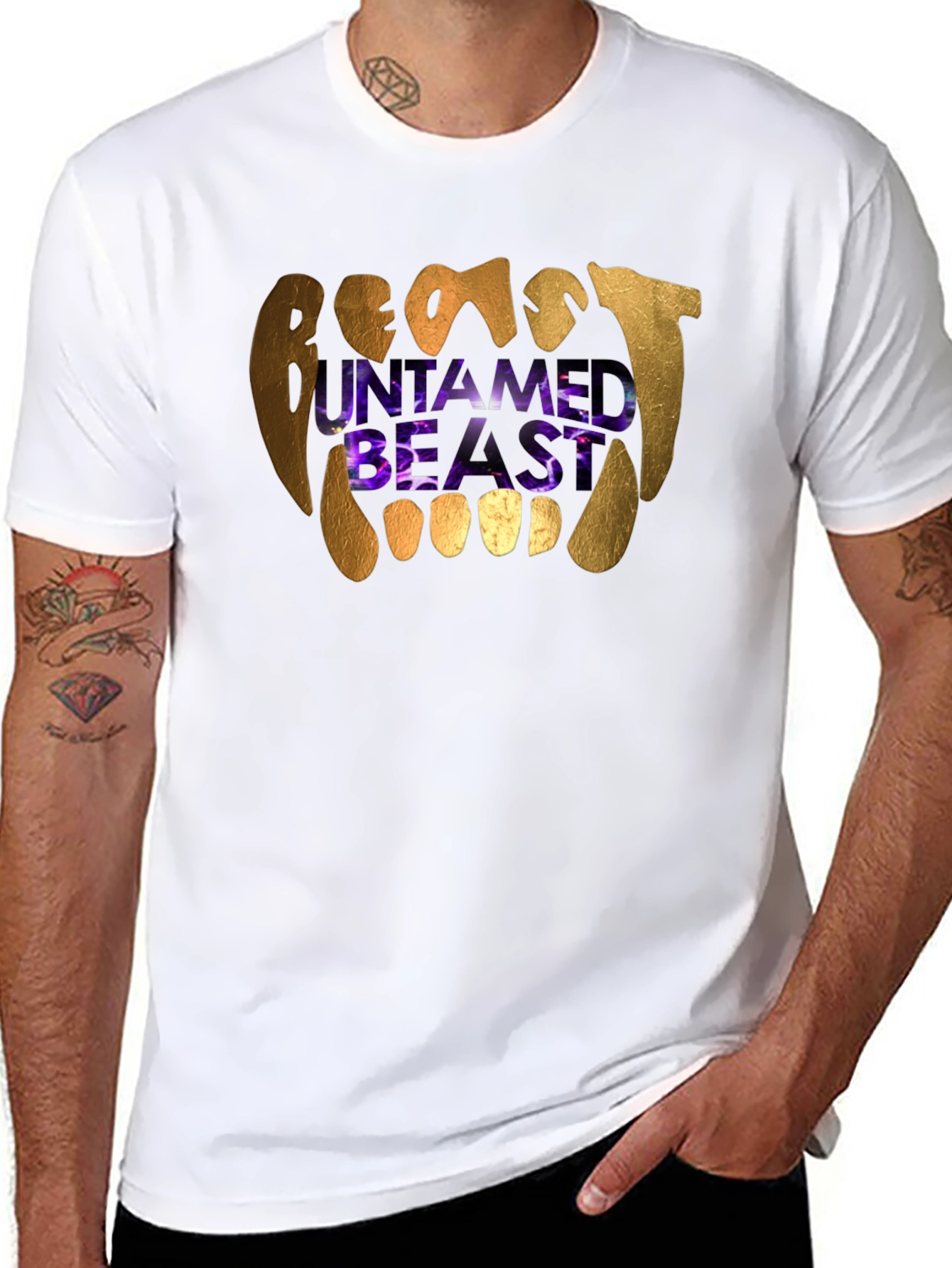 Untamed Beast Graphic Tee - Black Cotton T-Shirt