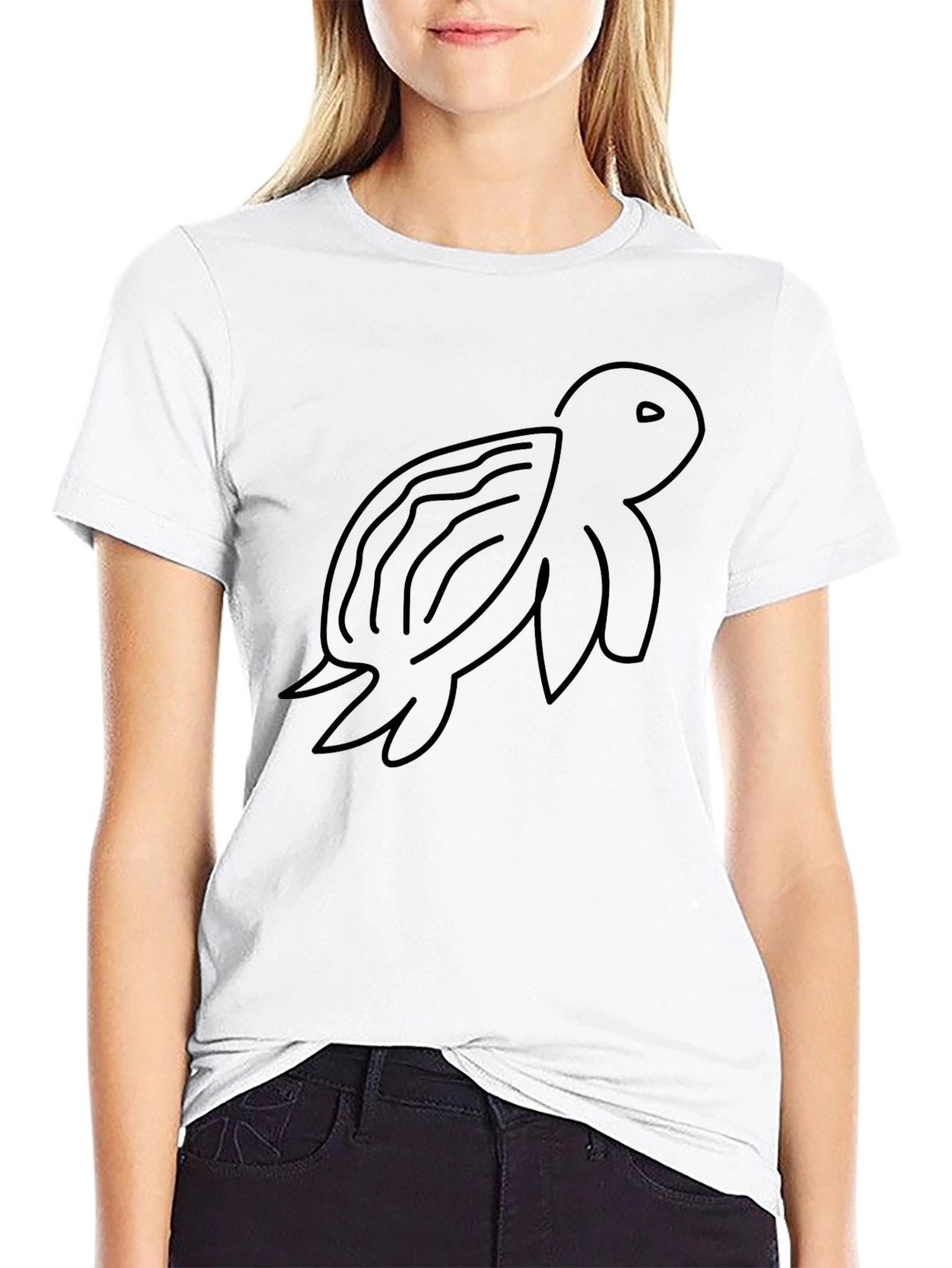 Black Turtle Outline Graphic Tee