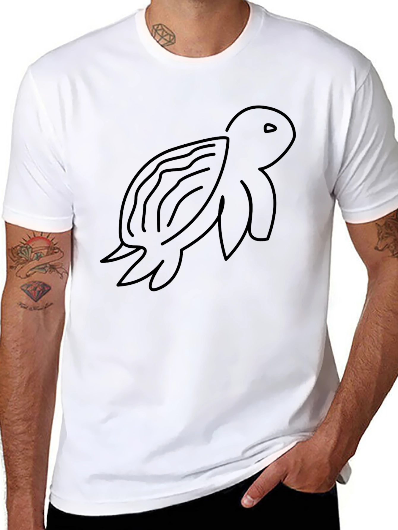 Black Turtle Outline Graphic Tee
