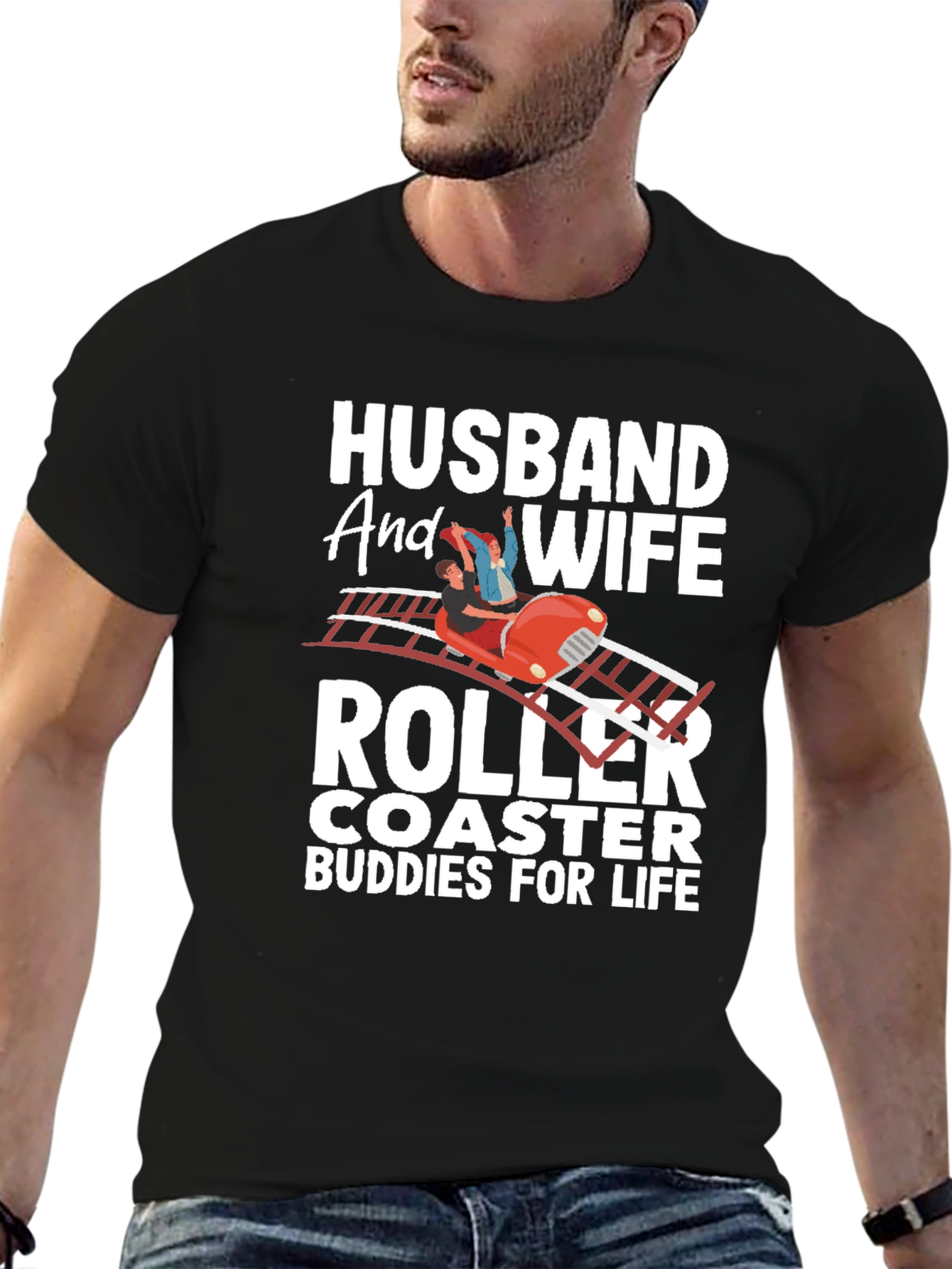 Husband and Wife Roller Coaster Buddies T-Shirt