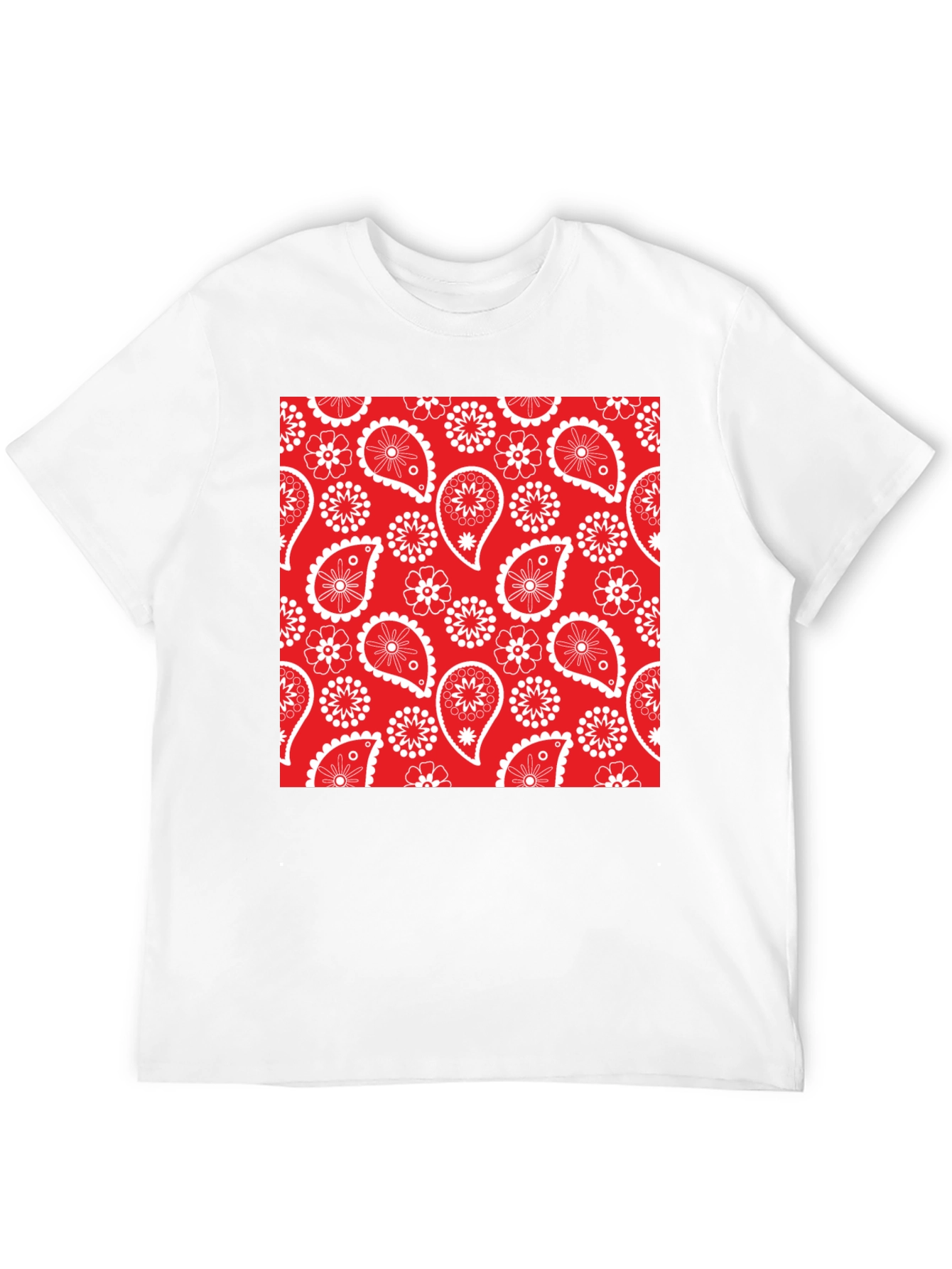 Red Bandana Pattern T-Shirt - Classic Style