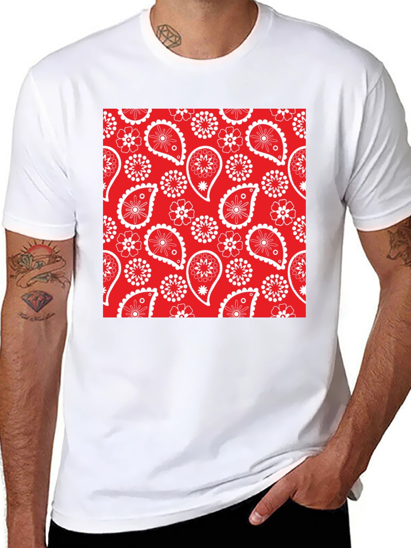 Red Bandana Pattern T-Shirt - Classic Style