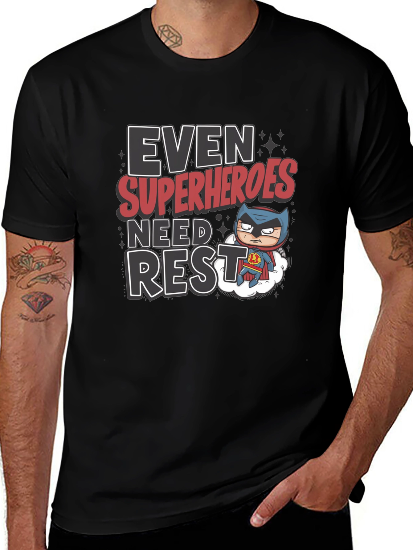Superhero Rest T-Shirt Funny Cartoon Graphic Tee