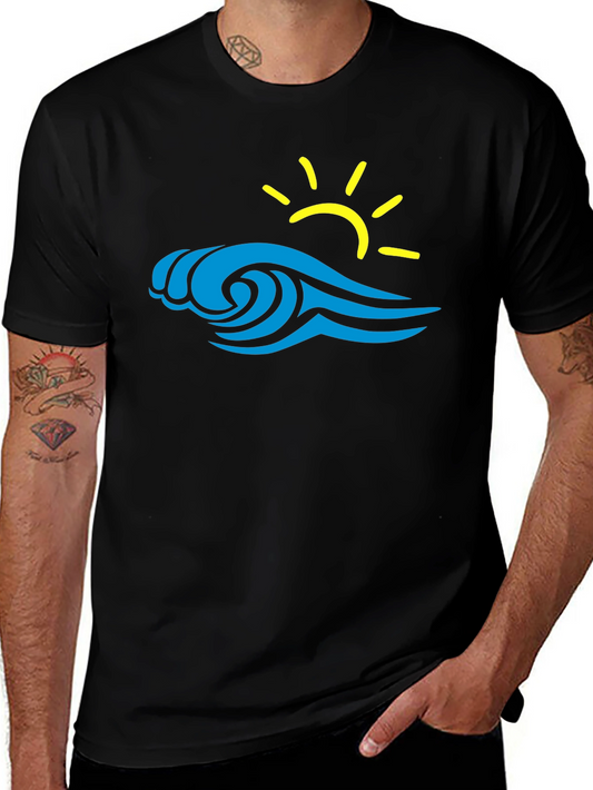 Wave & Sun Graphic Tee - Black