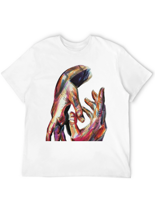 Abstract Hands Graphic Print Black T-Shirt