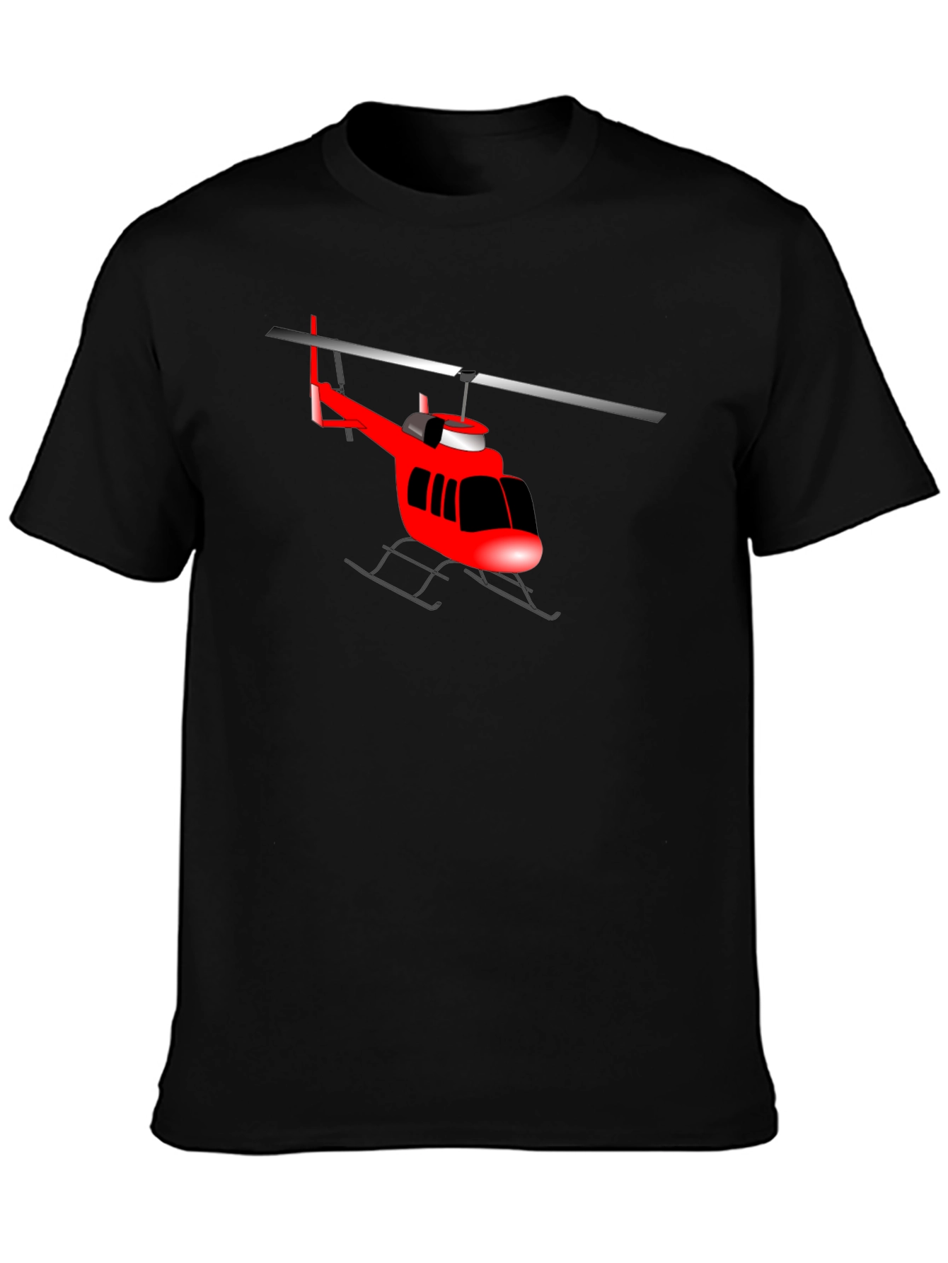 Red Helicopter Graphic T-Shirt - Classic Crew Neck