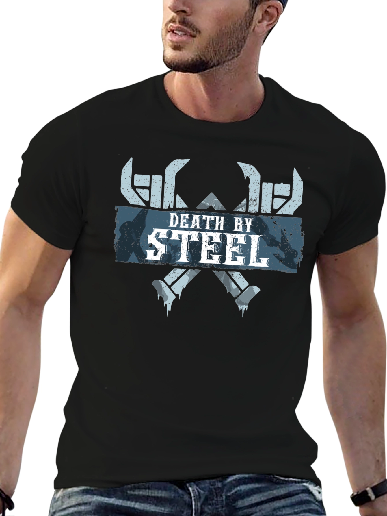 Death By Steel Graphic Tee - Black Cotton T-Shirt