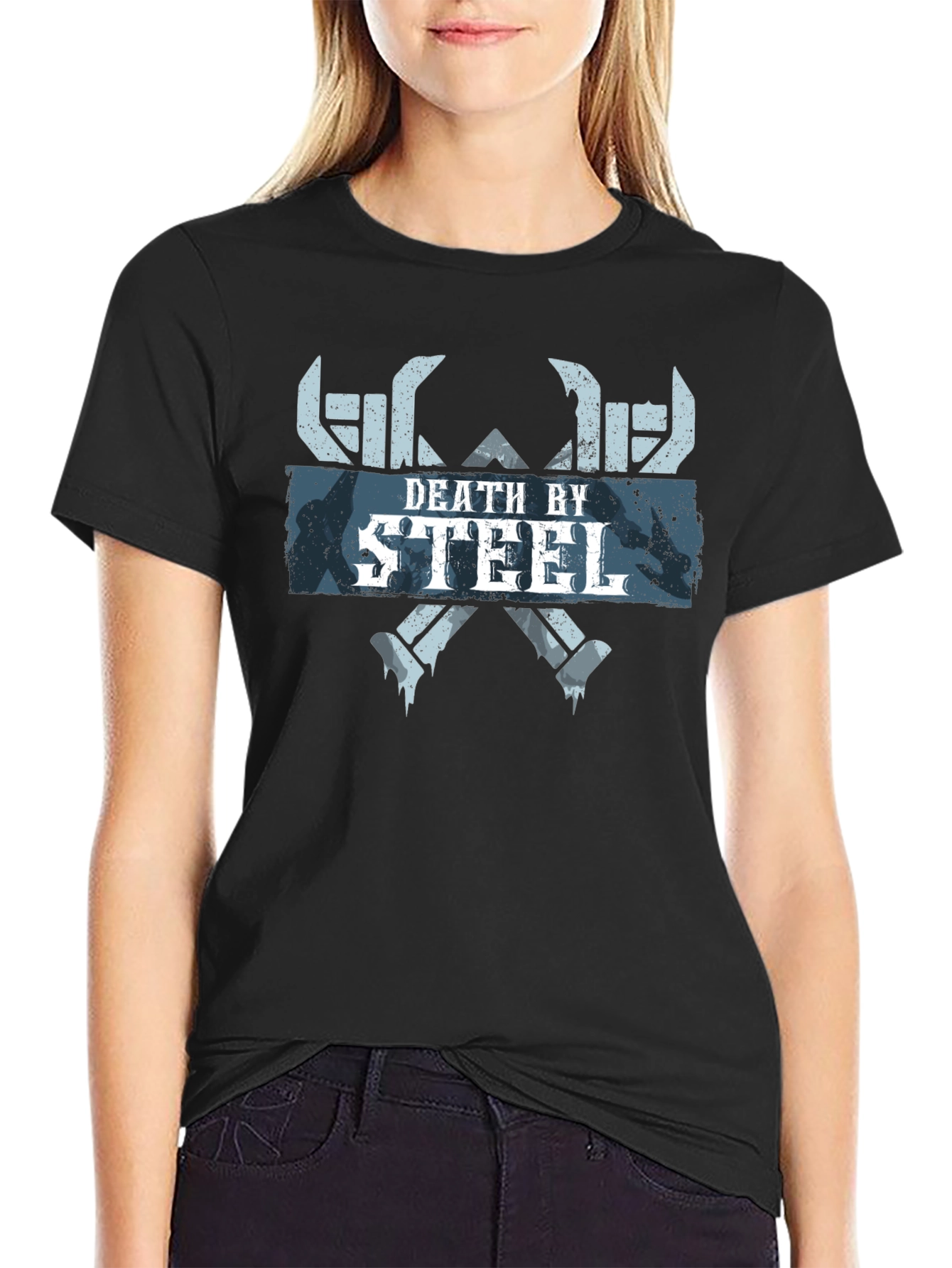 Death By Steel Graphic Tee - Black Cotton T-Shirt