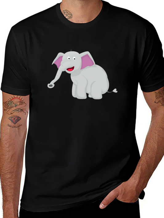 Cartoon Elephant Black T-Shirt