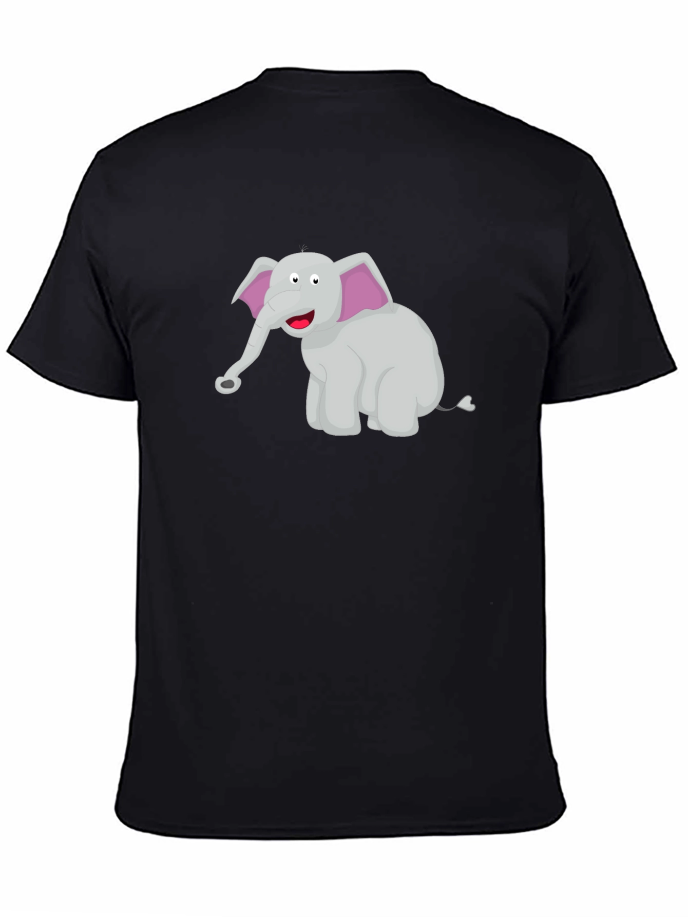 Cartoon Elephant Black T-Shirt