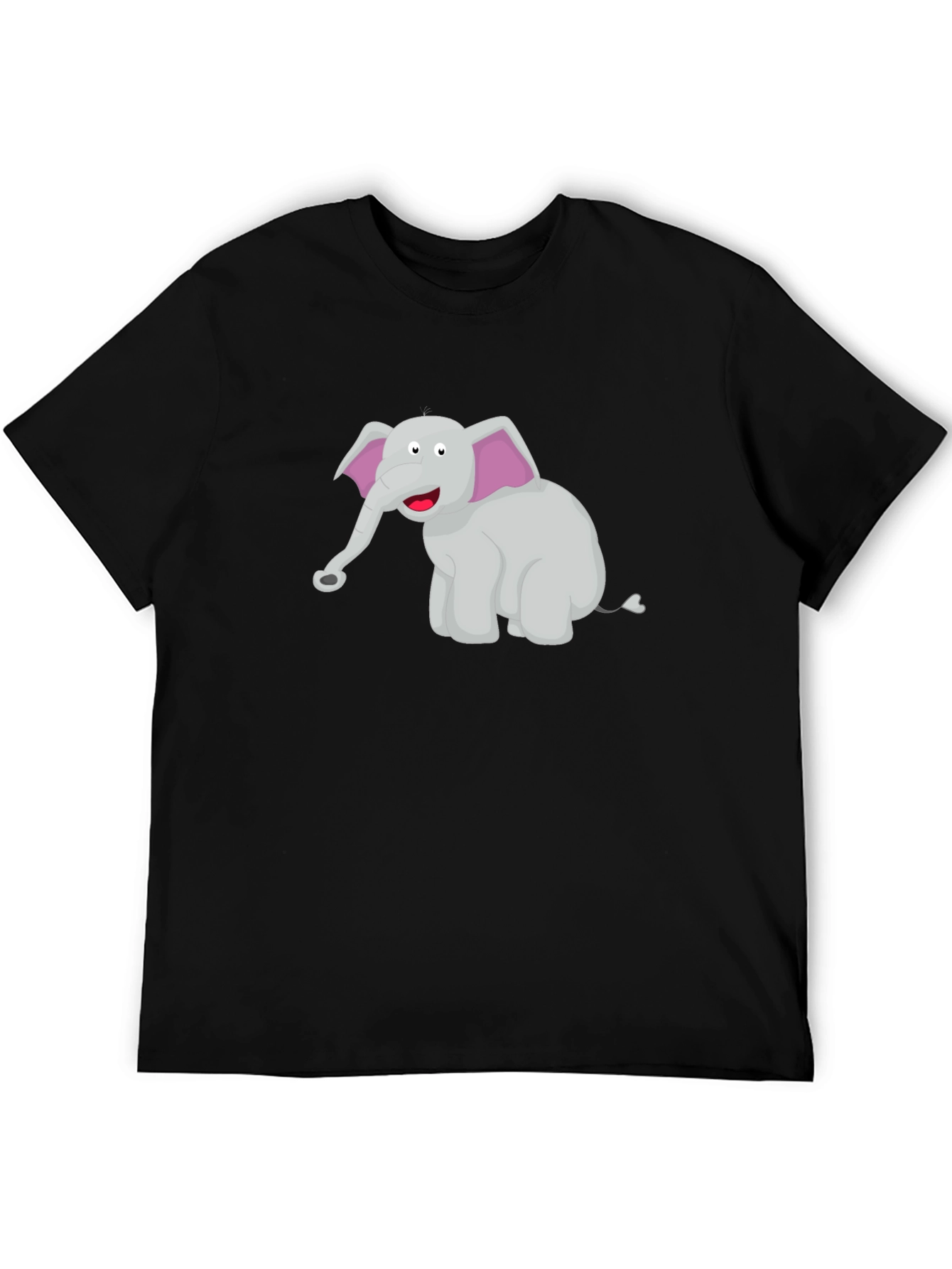 Cartoon Elephant Black T-Shirt