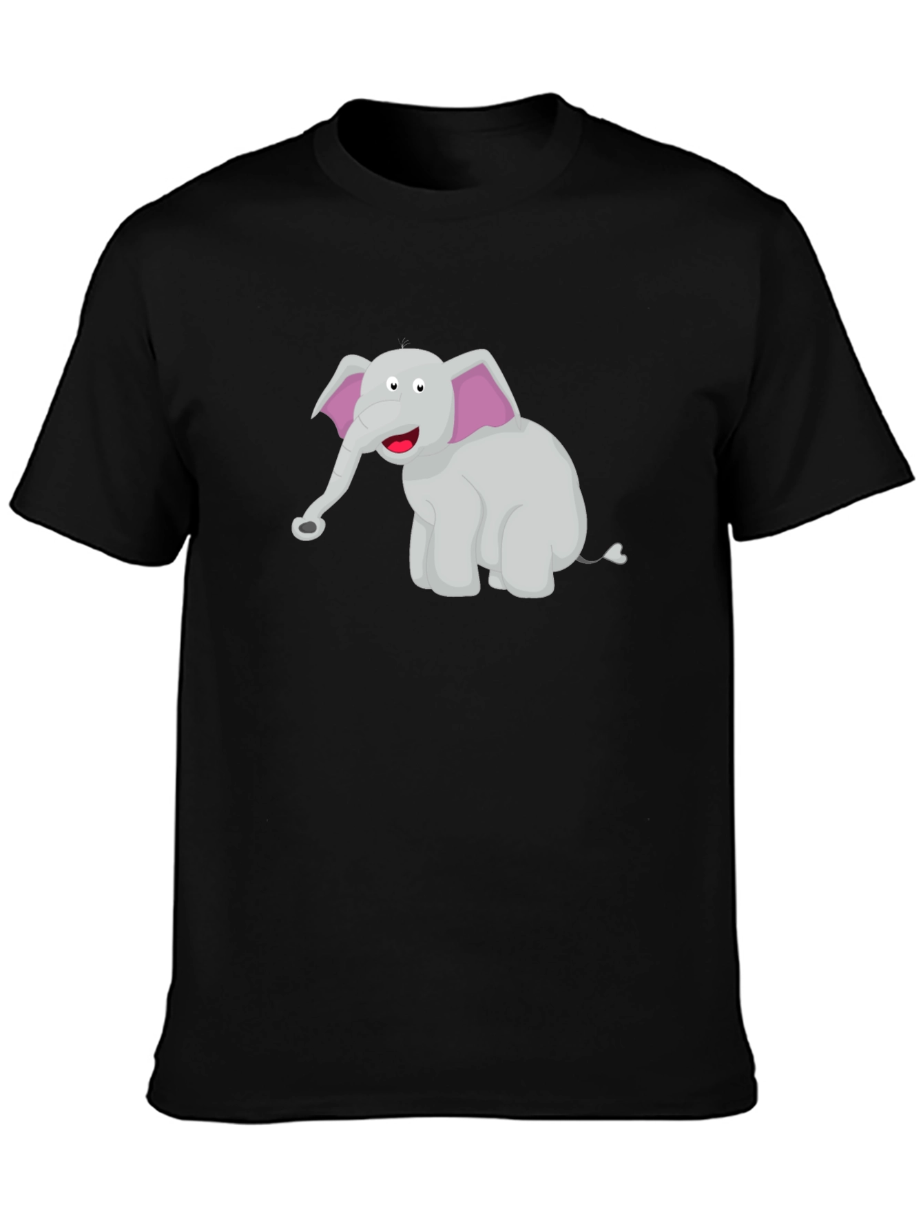 Cartoon Elephant Black T-Shirt
