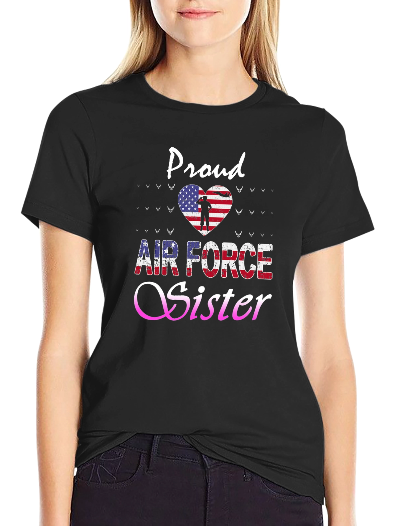 Proud Air Force Sister Graphic T-Shirt