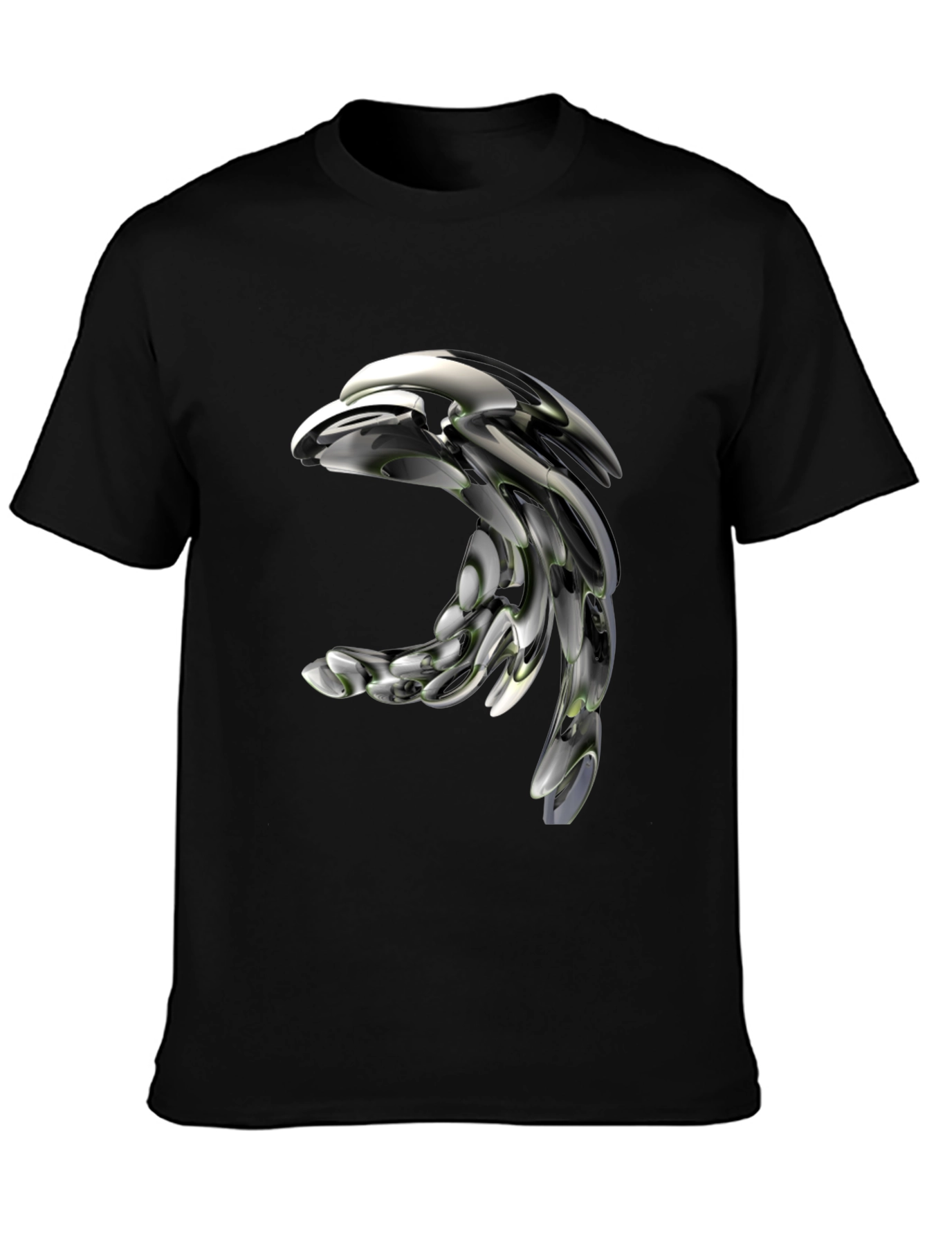 Futuristic Metallic Dolphin Graphic T-Shirt