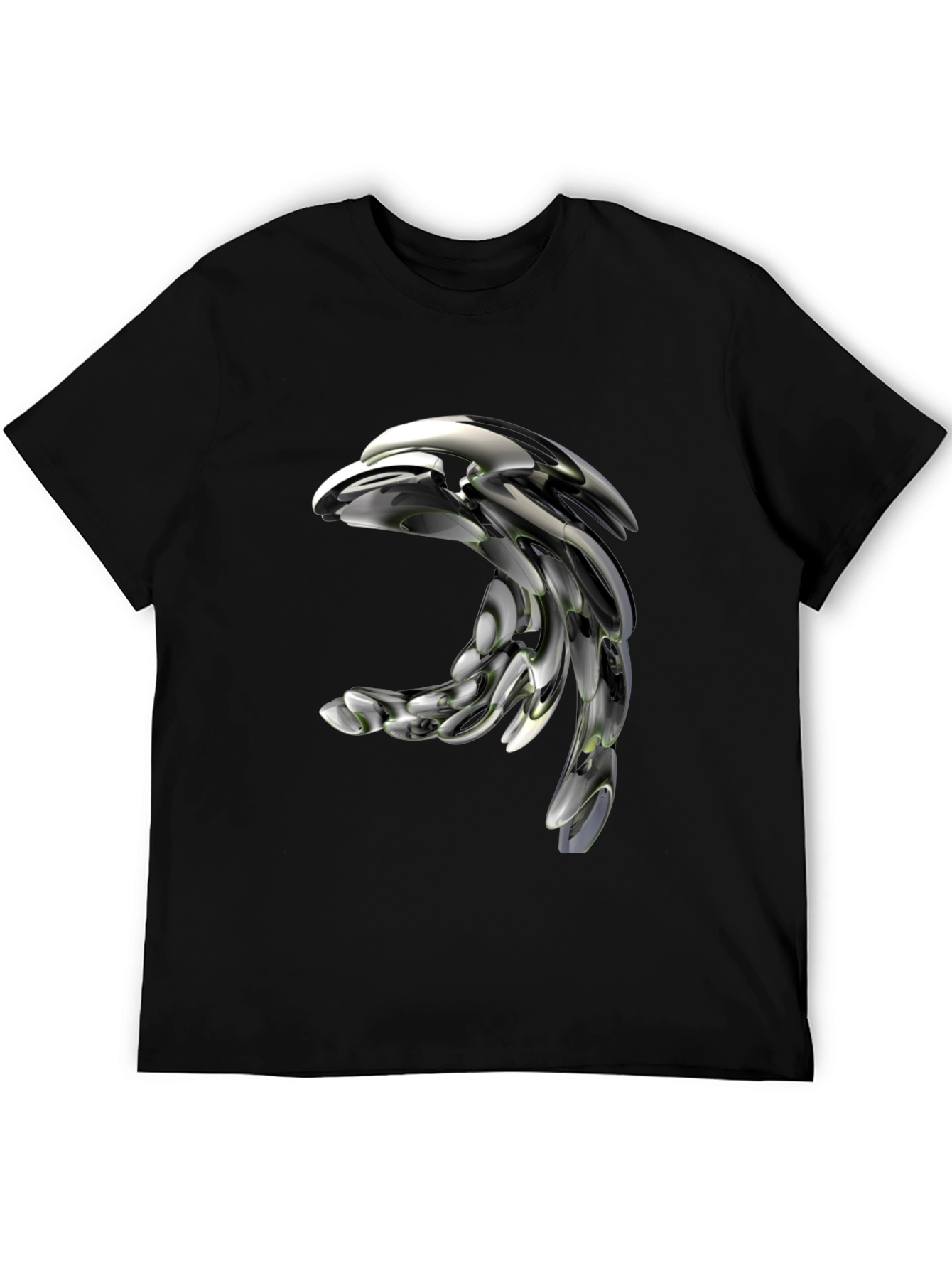 Futuristic Metallic Dolphin Graphic T-Shirt