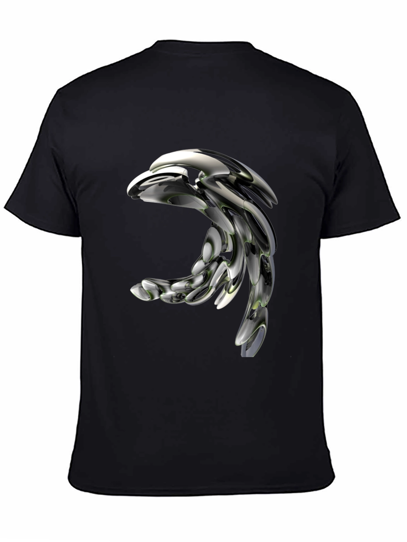 Futuristic Metallic Dolphin Graphic T-Shirt