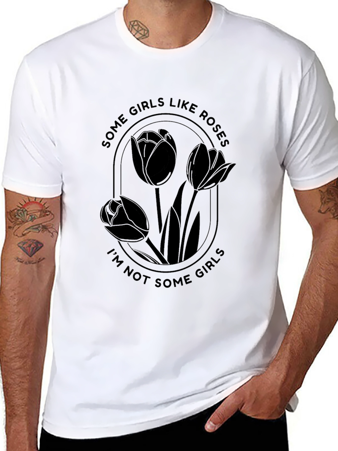 Black Graphic Tee - Some Girls Like Roses T-Shirt