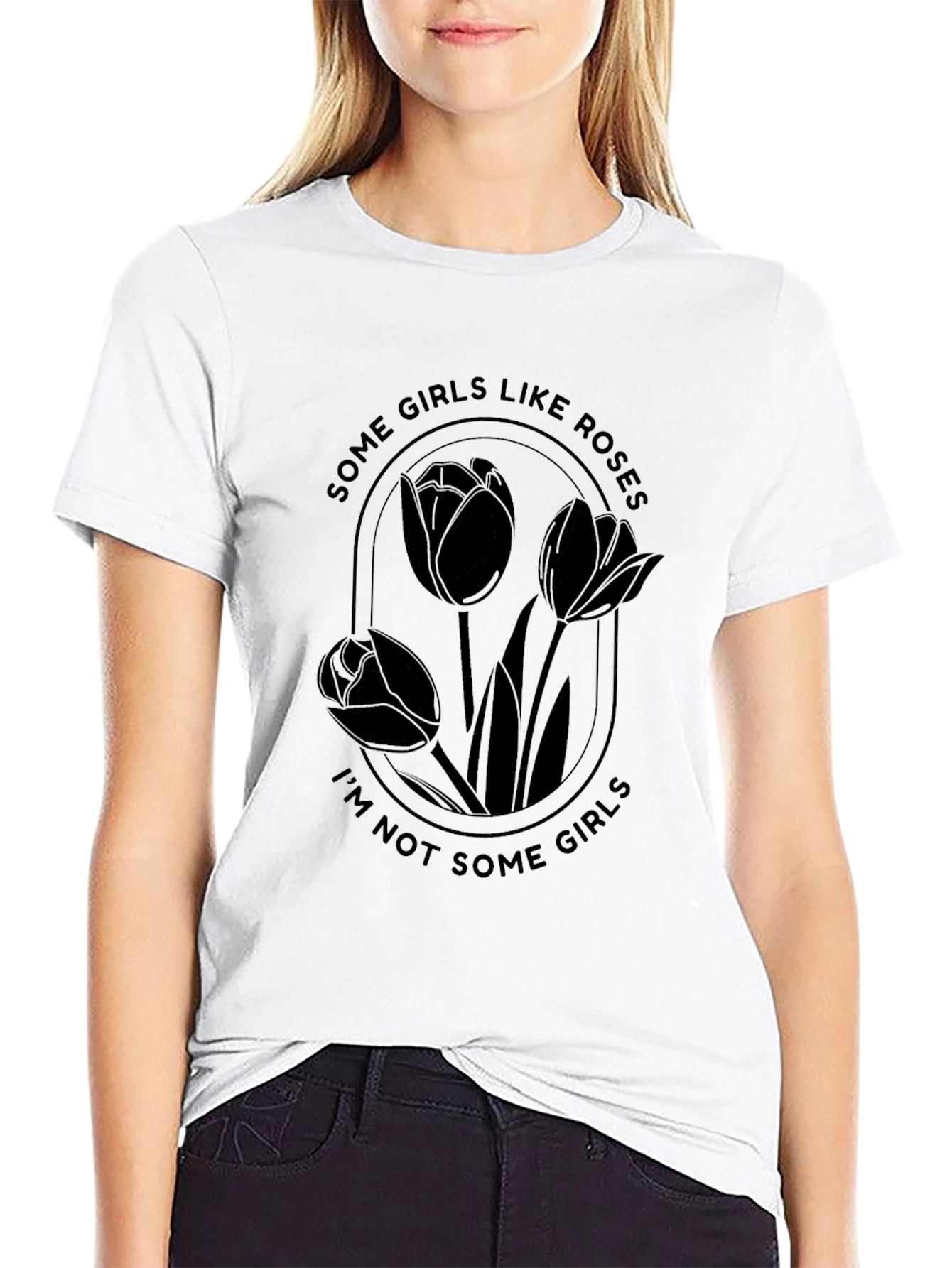 Black Graphic Tee - Some Girls Like Roses T-Shirt
