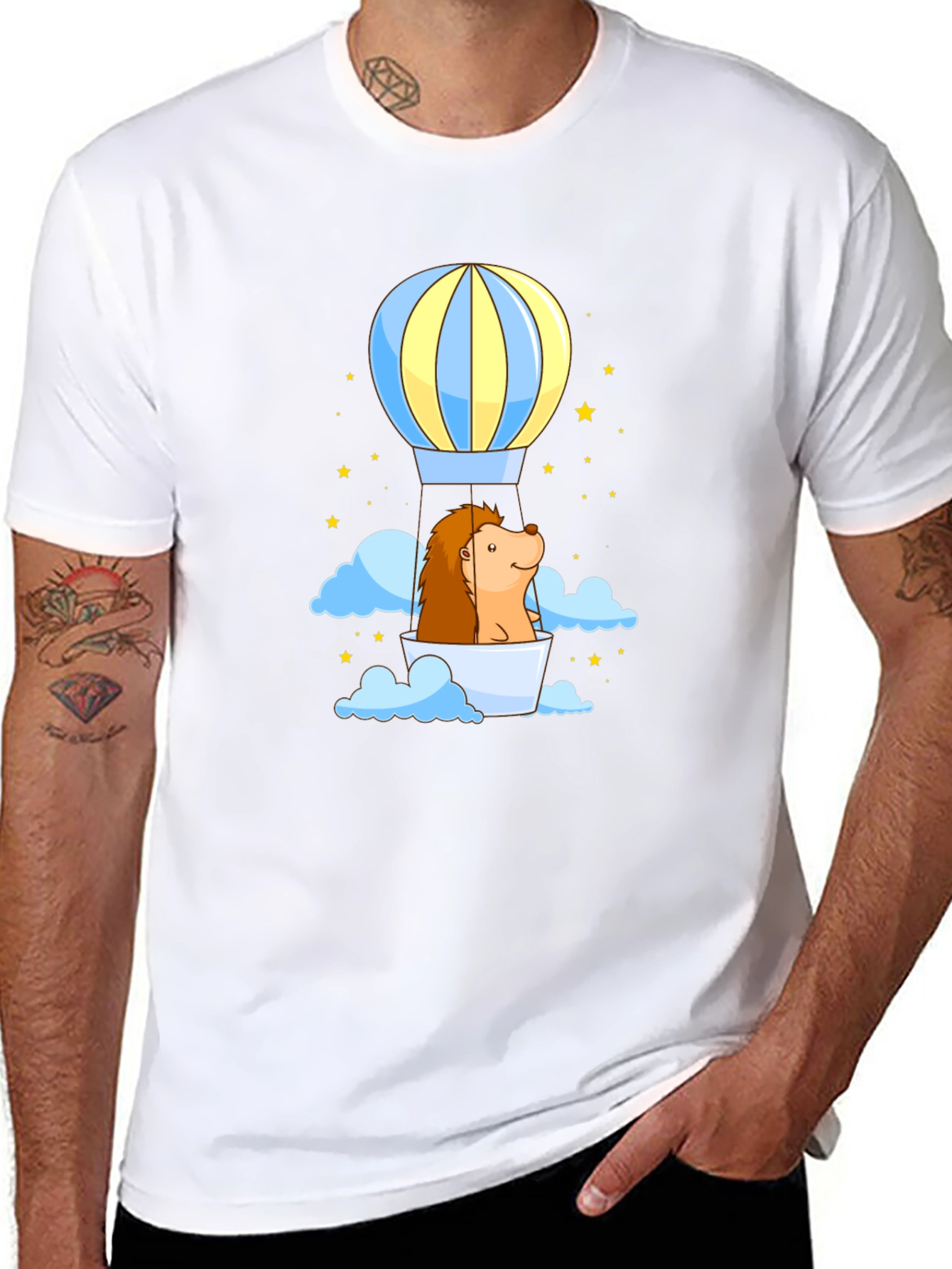 Hedgehog Hot Air Balloon Graphic Tee