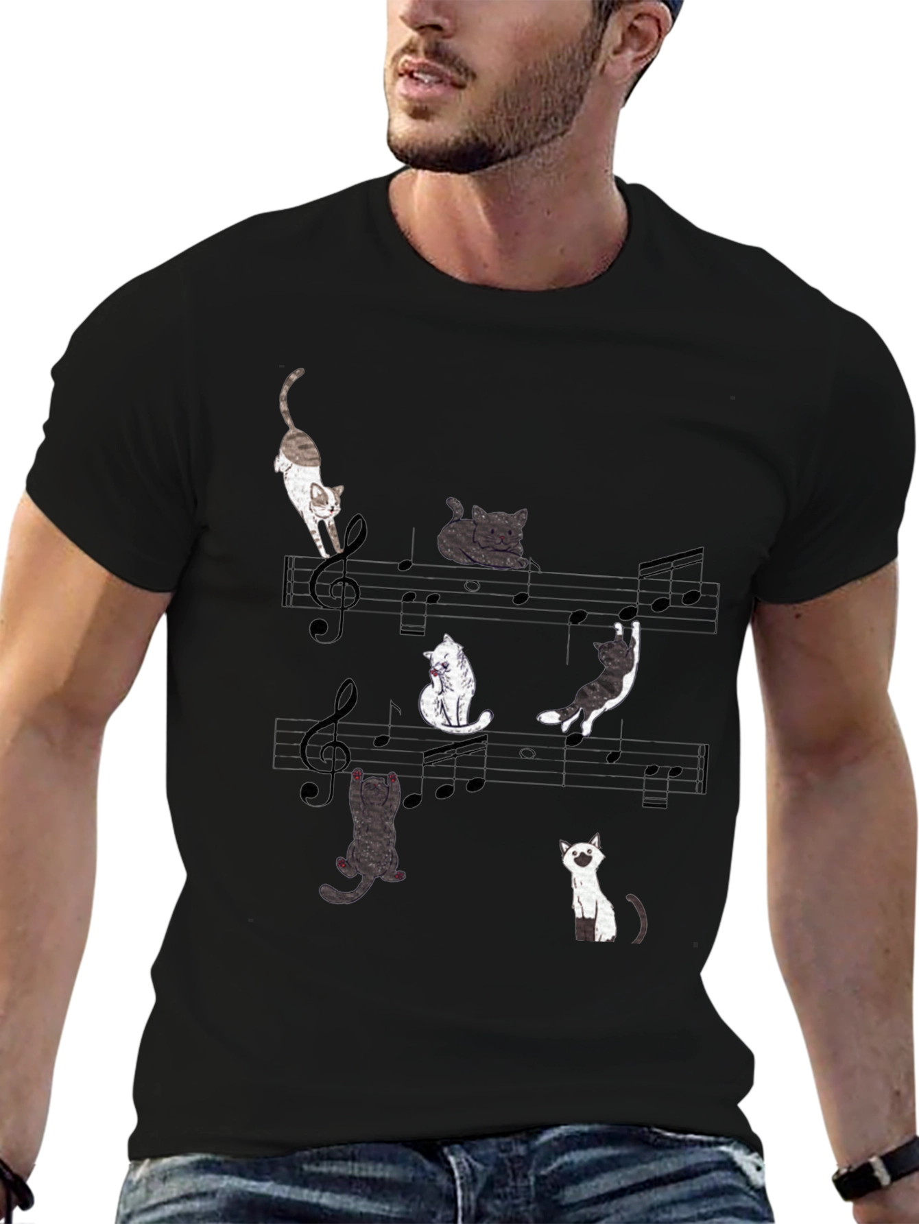 Musical Cats Graphic Tee - Unique Cat Lover Shirt
