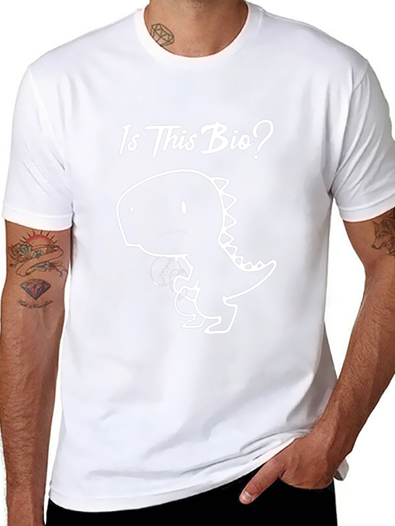 Is This Bio? Dinosaur Graphic Print T-Shirt