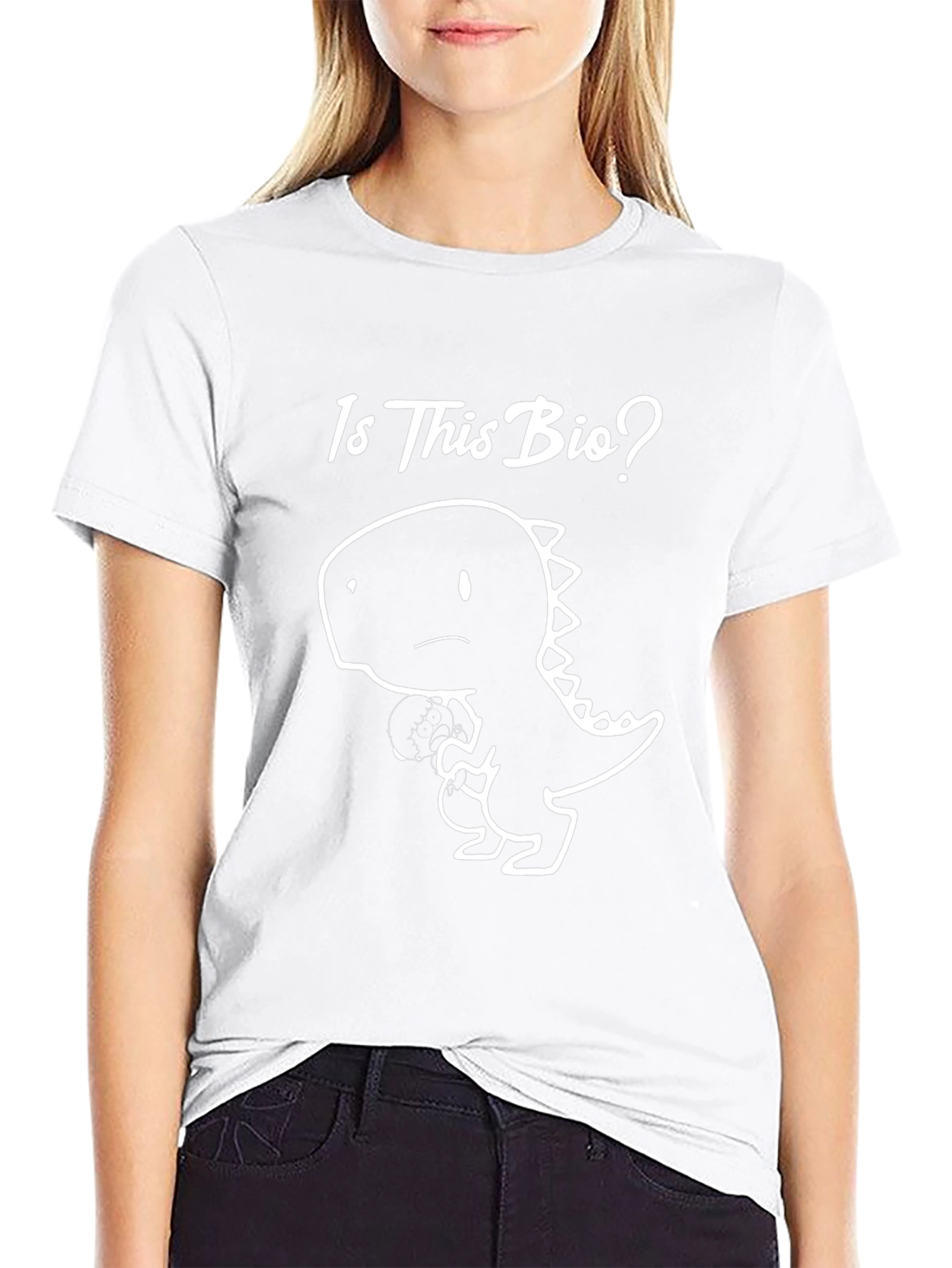 Is This Bio? Dinosaur Graphic Print T-Shirt