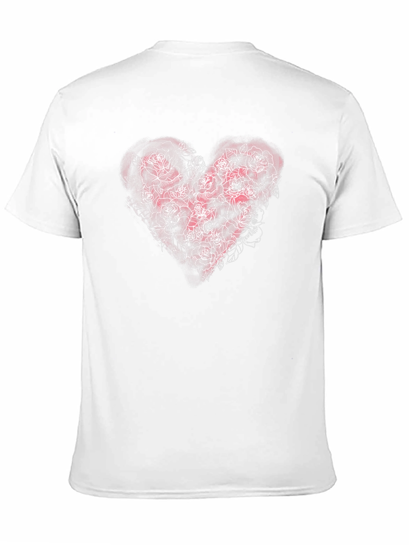 Floral Heart Rose T-Shirt - Black