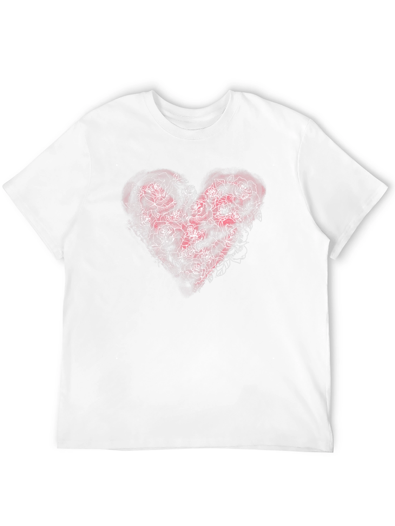 Floral Heart Rose T-Shirt - Black