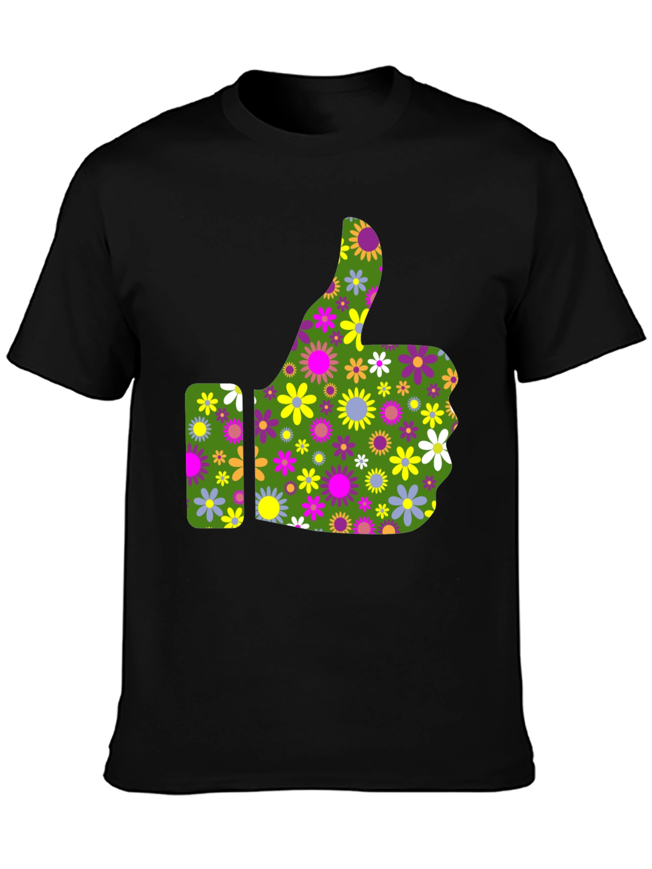 Groovy Floral Thumbs Up Graphic Tee