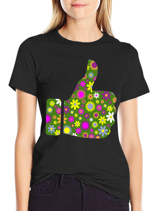Groovy Floral Thumbs Up Graphic Tee