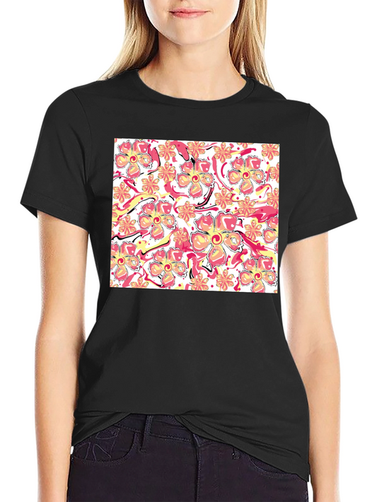 Floral Print Black T-Shirt - Stylish Casual Wear