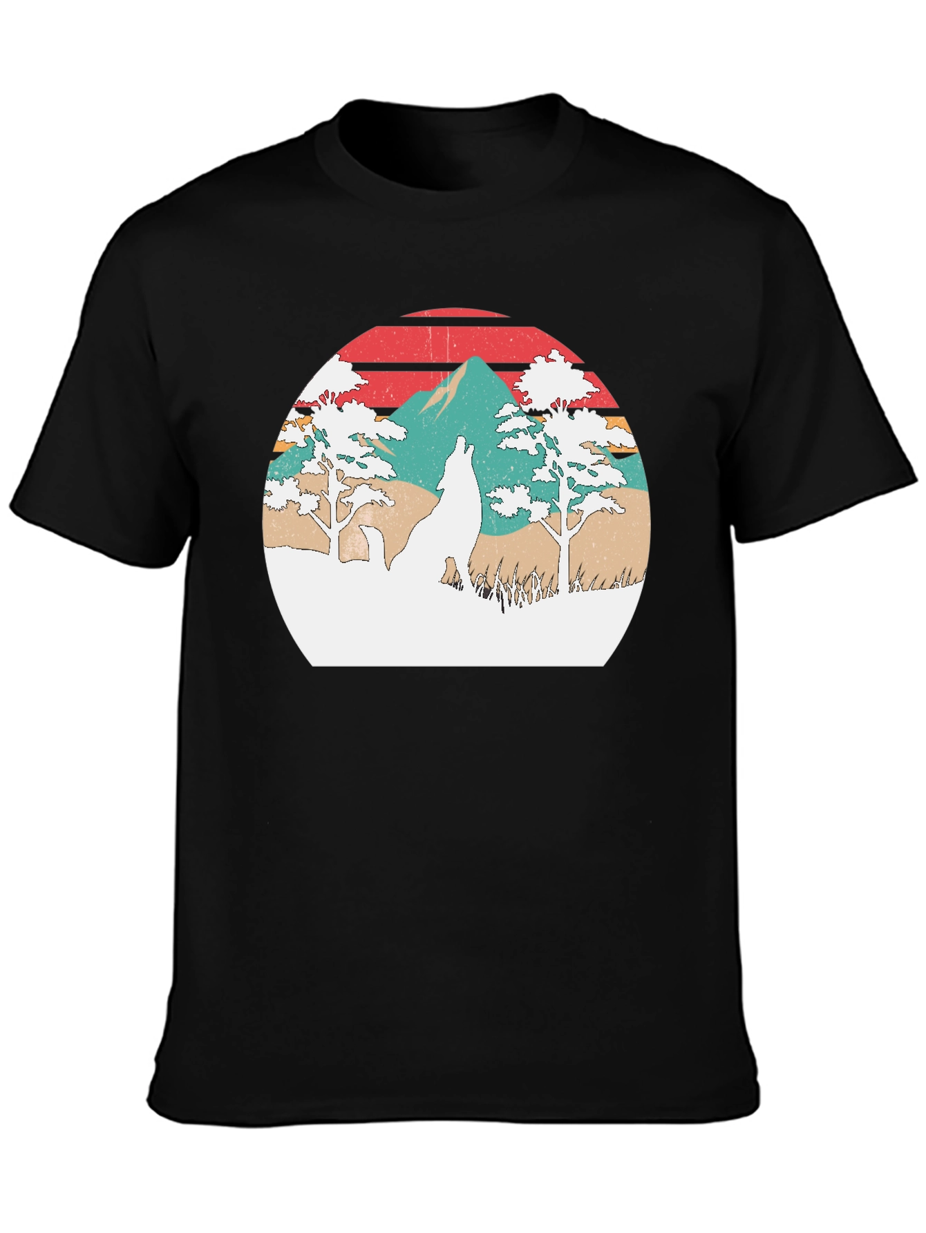 Retro Wolf Sunset Graphic T-Shirt