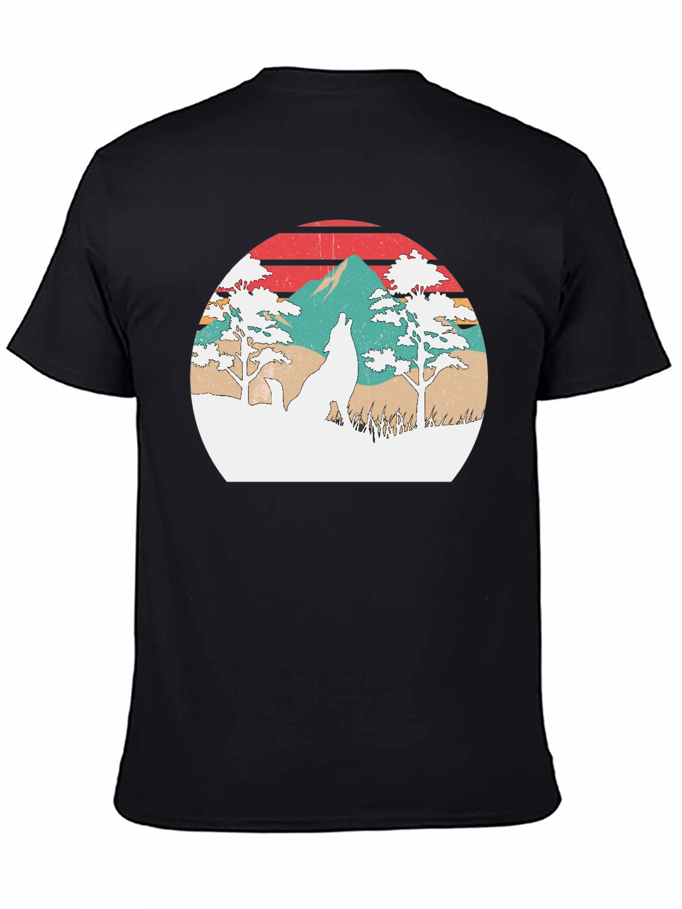 Retro Wolf Sunset Graphic T-Shirt