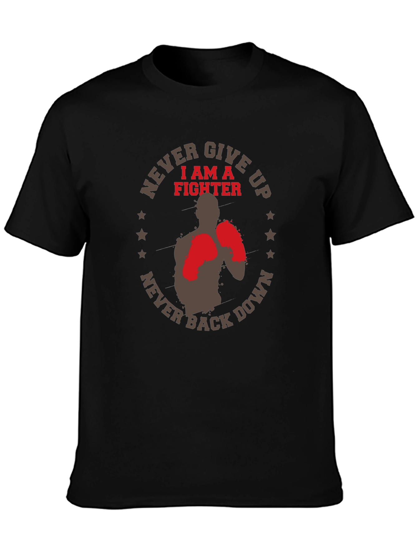 Never Give Up Fighter Graphic T-Shirt