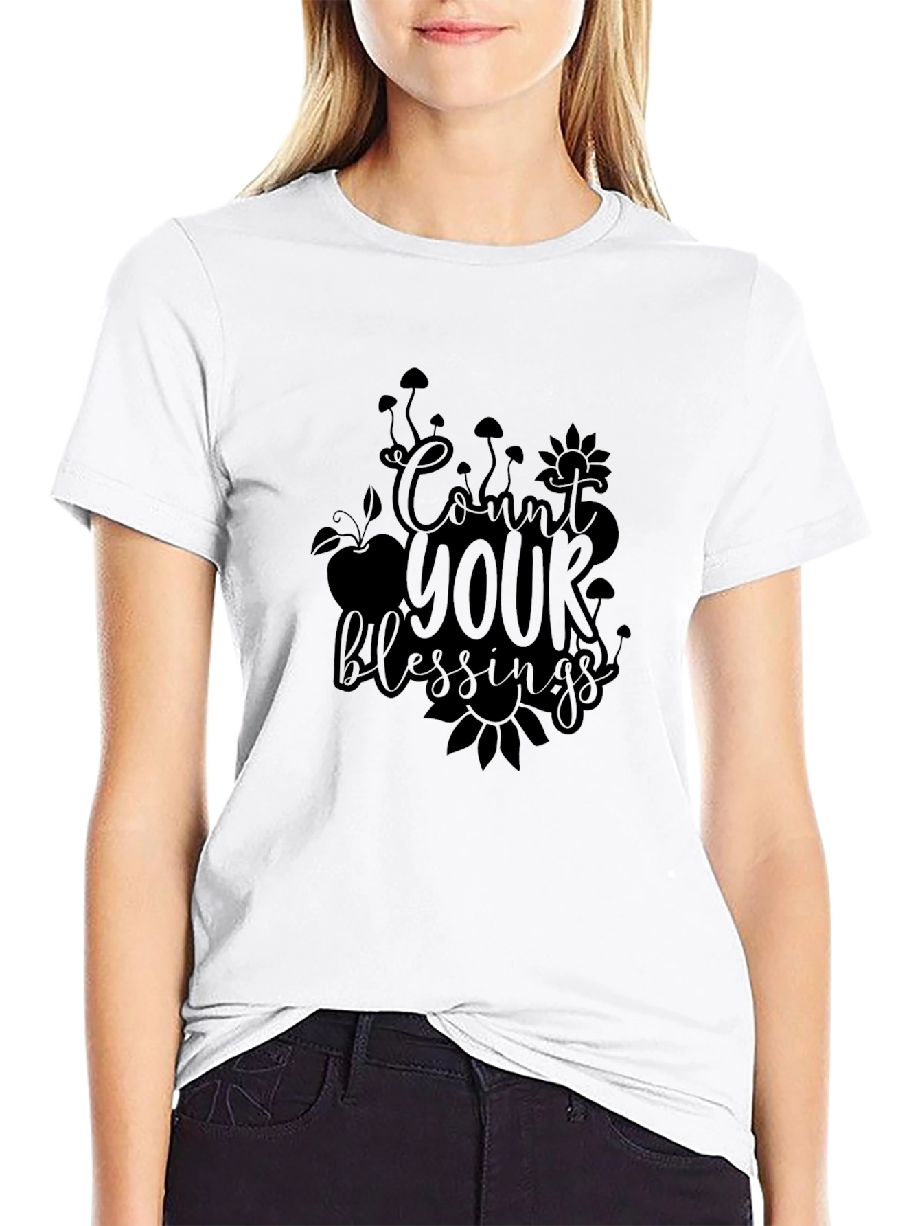 Count Your Blessings Black Graphic Tee